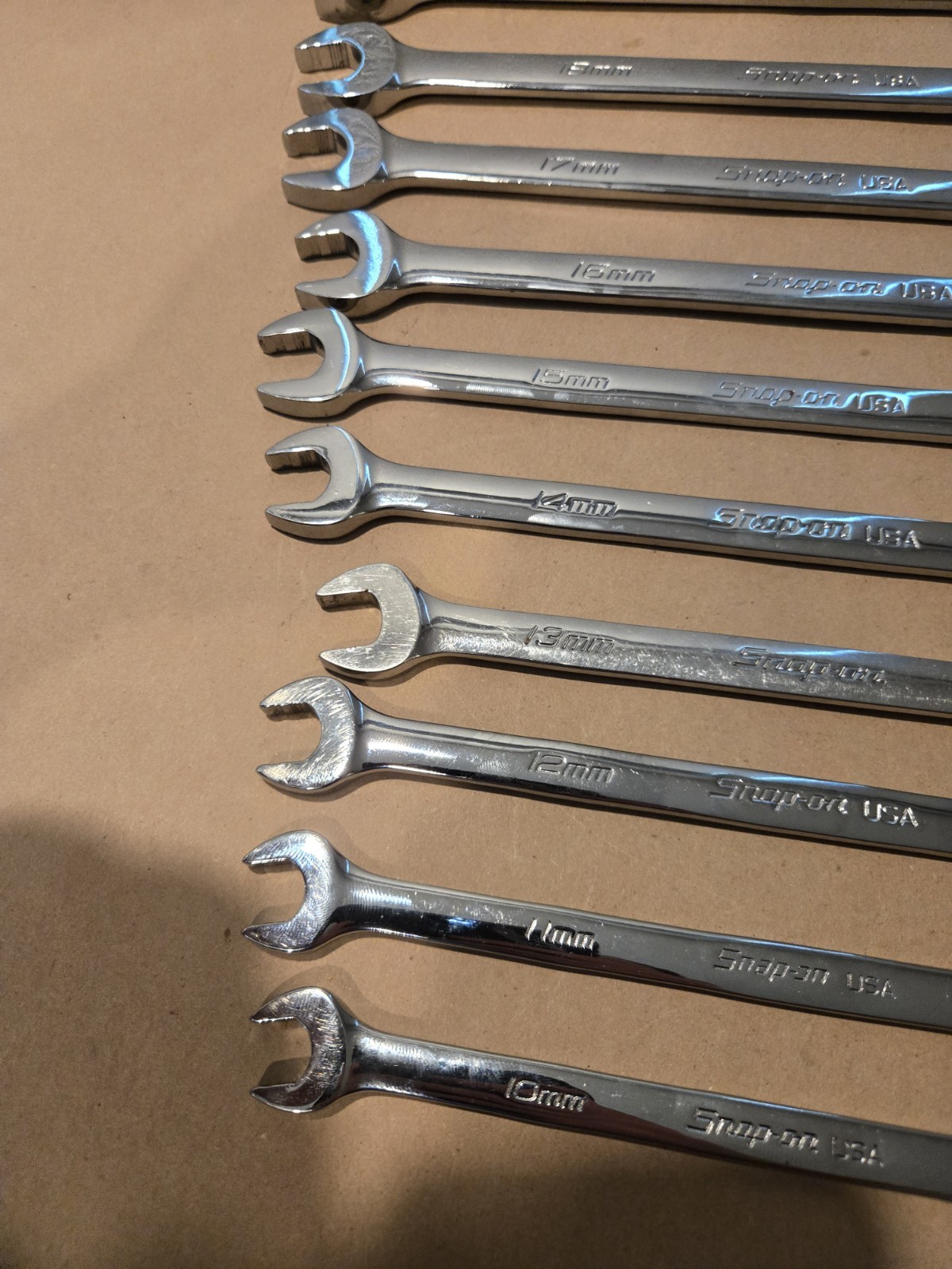 Snap On USA 10MM-19MM 12PT Metric Long Flank Drive + Combination Wrenchs READ AD