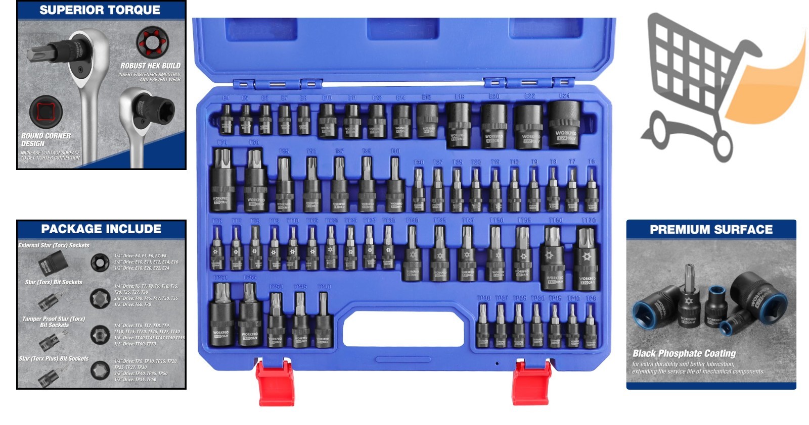 60-Piece Master Torx Bit Socket Set Alloy Steel Automotive Repair Tools