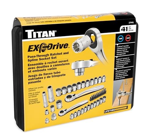 Titan 17441 1/4-Inch & 3/8-Inch Drive 41-Piece ExoDrive Set, Silver