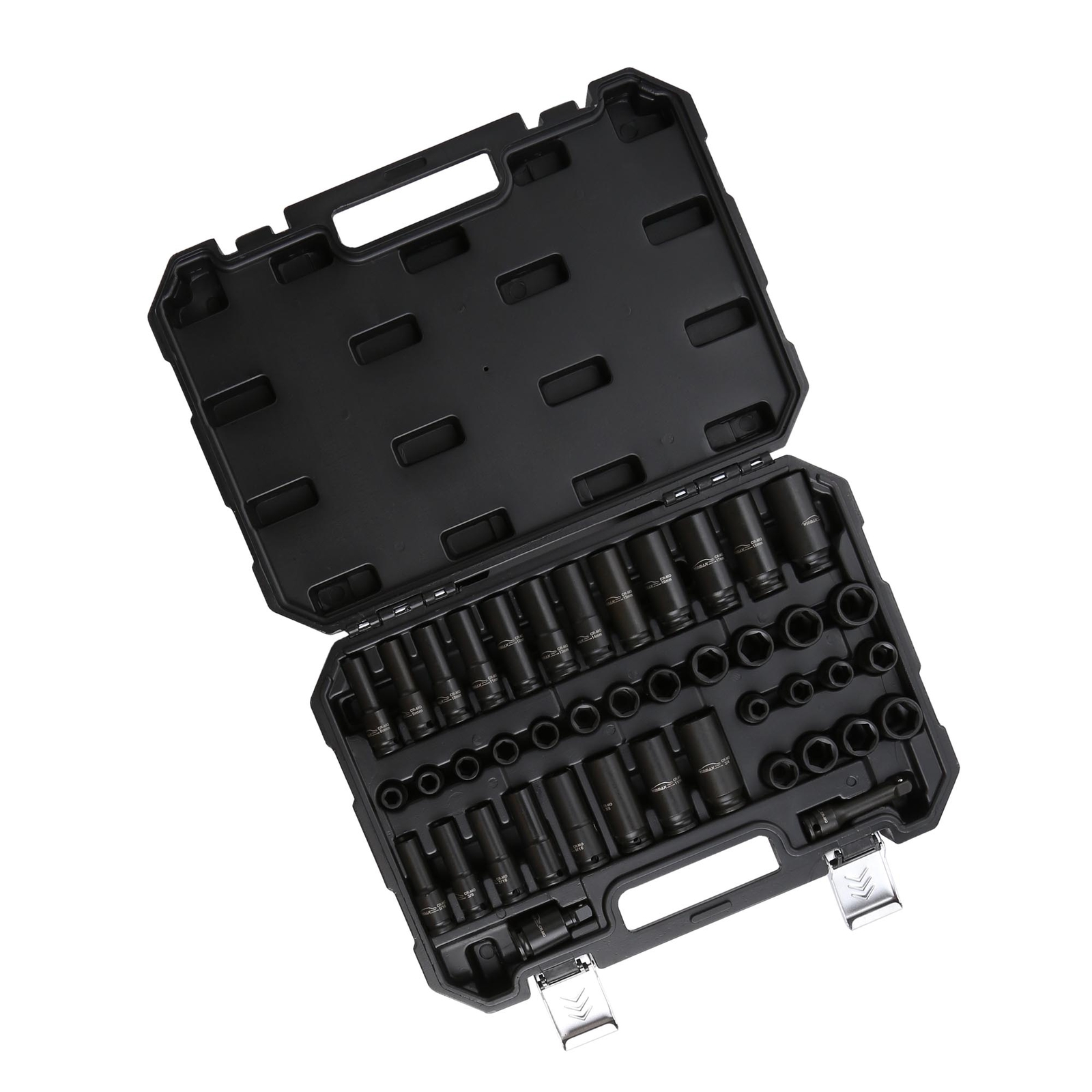 3/8″ Dr 6 Point SAE & Metric Standard & Deep Impact Socket Tool Set CR-MO 42pcs