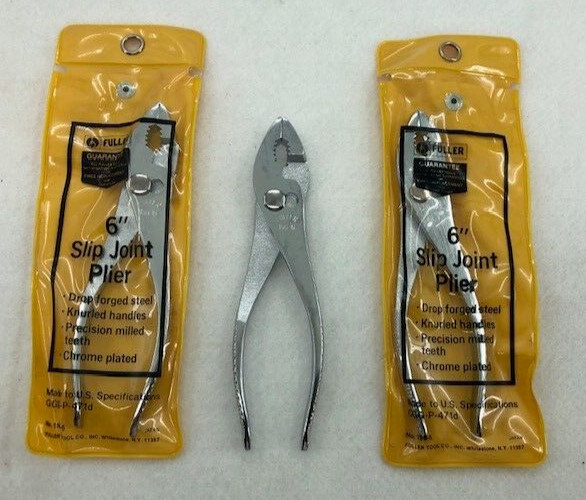 Lot of three (3) Fuller 6″ Slip Joint Pliers *New Old Stock*