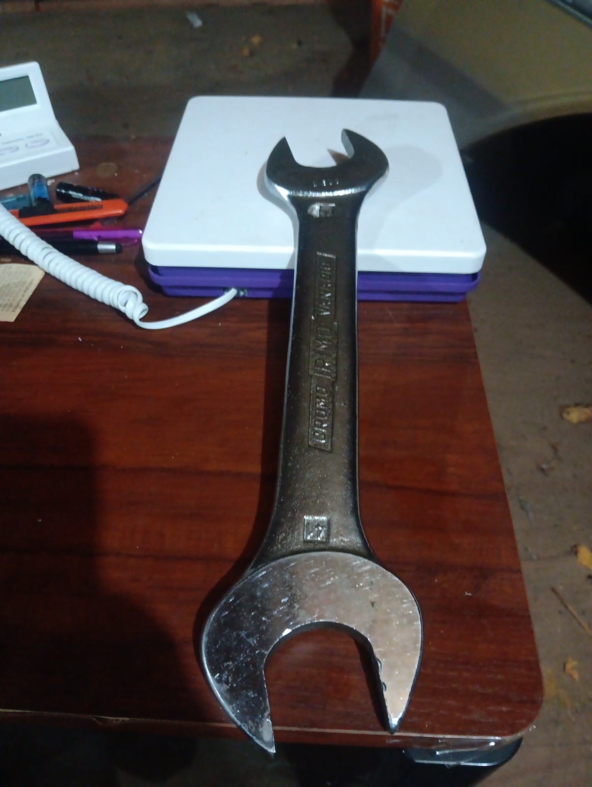 Cromo Irimo Vanadio, Open Wrench, Large, Sae 41 And 1.500, Minor Condition Wear