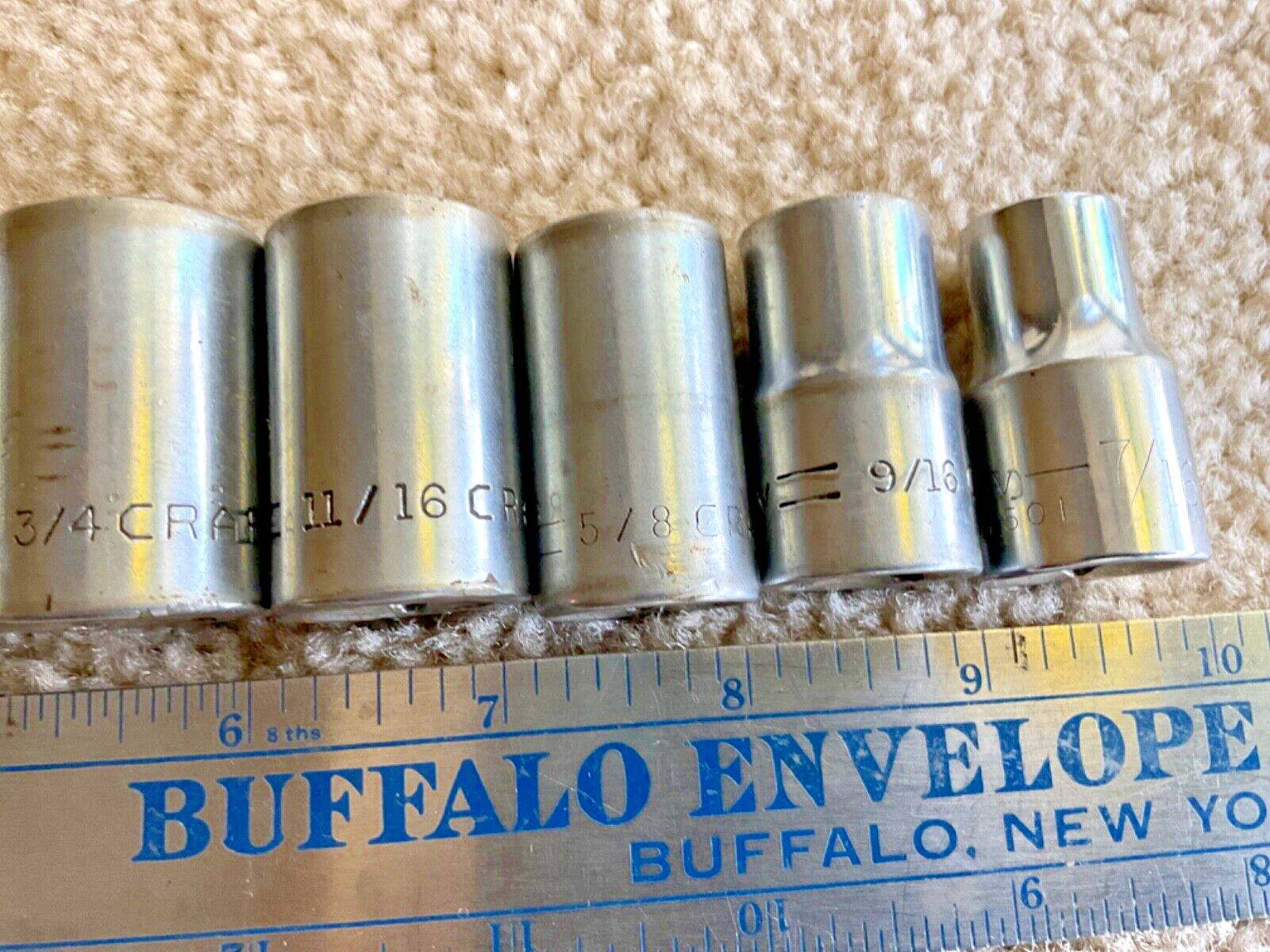 Craftsman Vintage lot 9 Pc Socket Set 1/2″ Dr 12 Pt 1 1/16” to 7/16” V USA