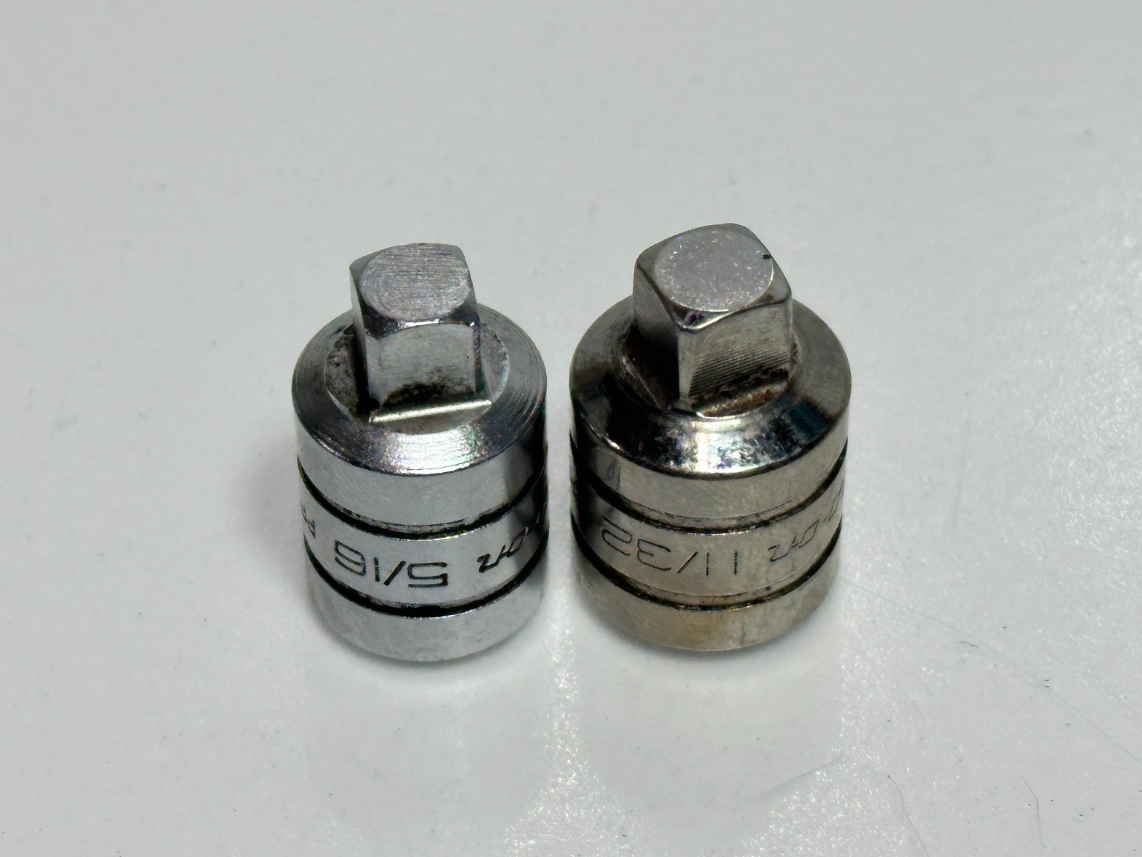 Snap-On USA 2pc External Pipe Plug Socket Lot, PPM410 5/16” & PPM411A 11/32”