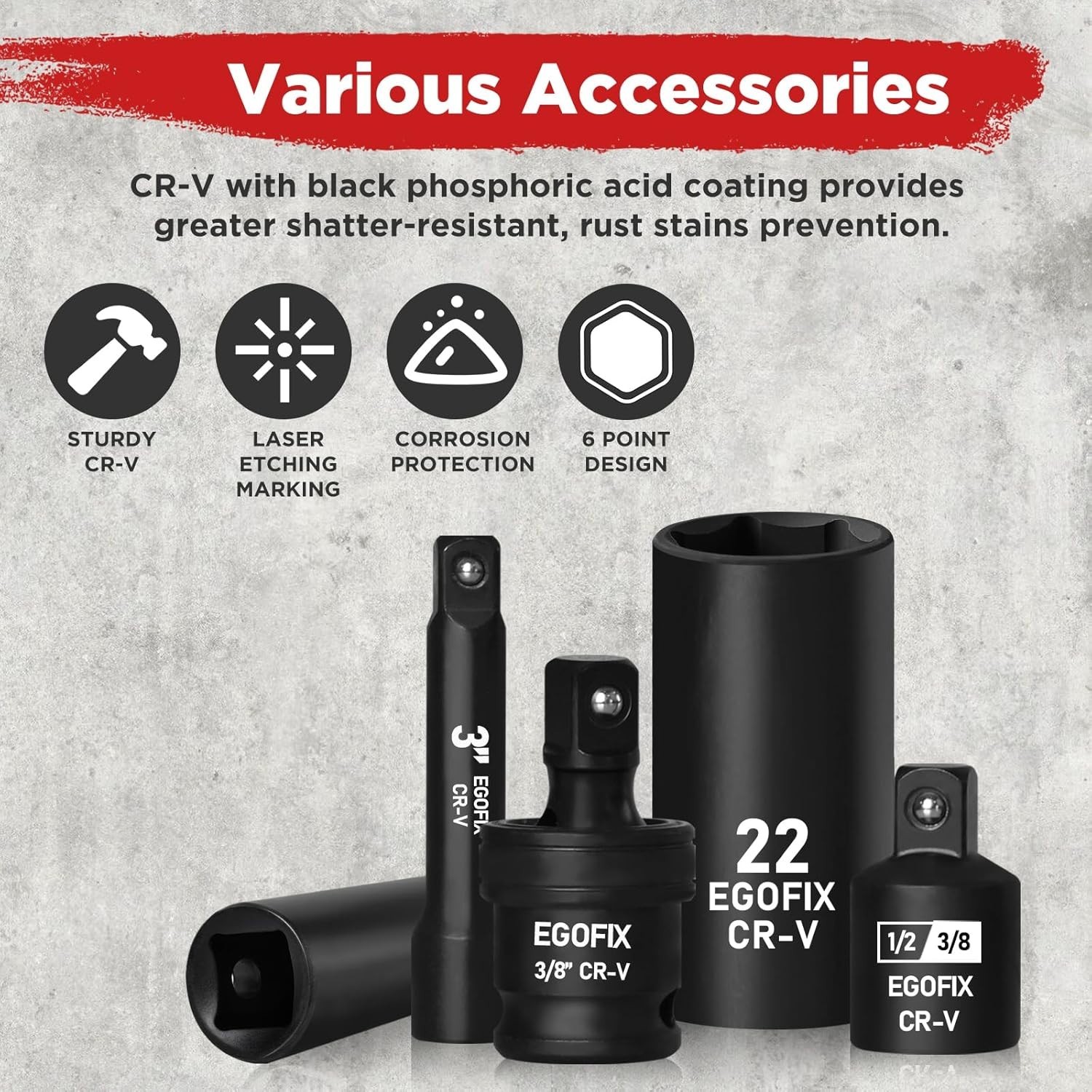 3/8″ Drive Impact Socket Set, 90 Piece Metric Socket (6-22mm) and Standard ….