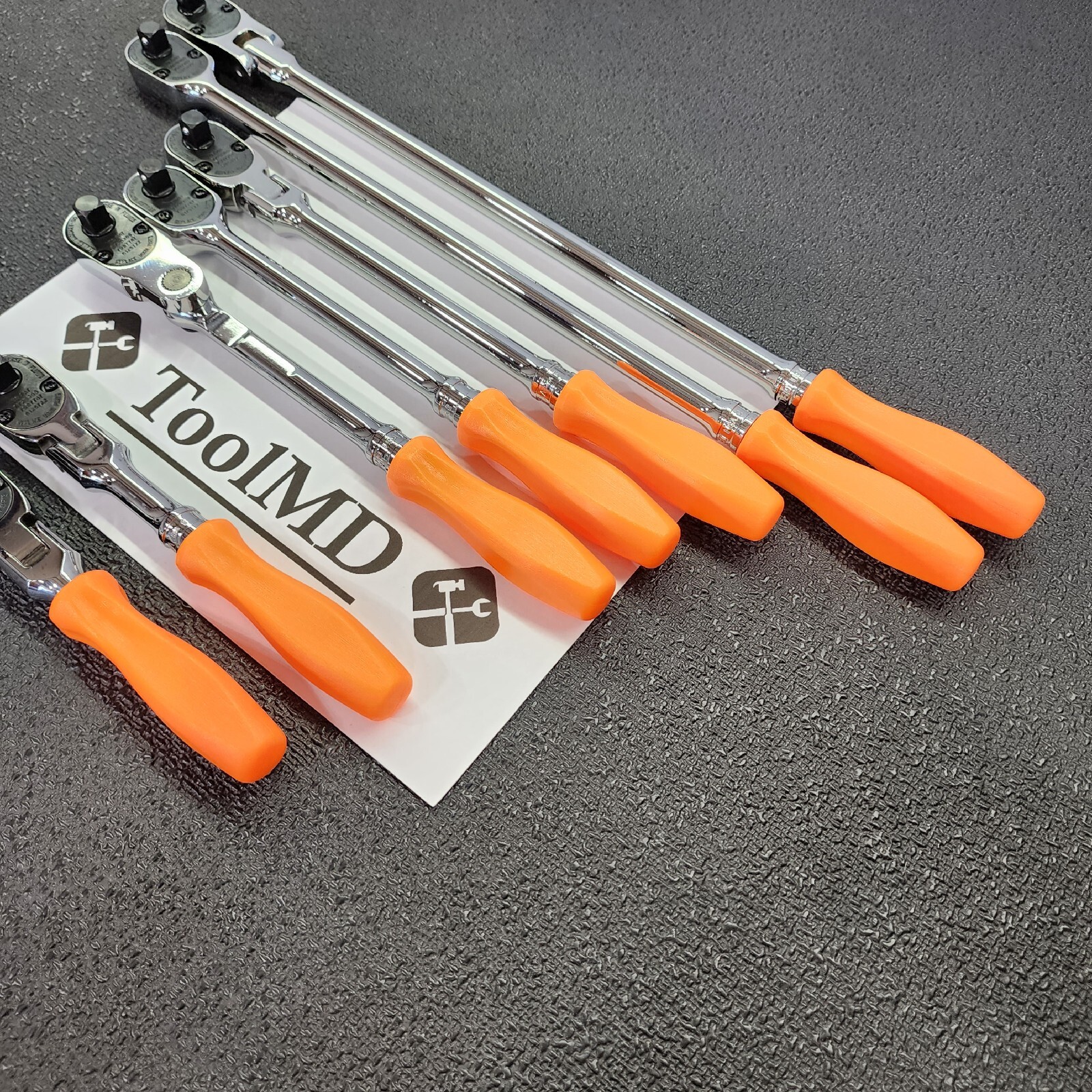Snap-on Tools USA NEW 7pc ORANGE Hard Handle 3/8″ Drive Fixed Flex Ratchet Set