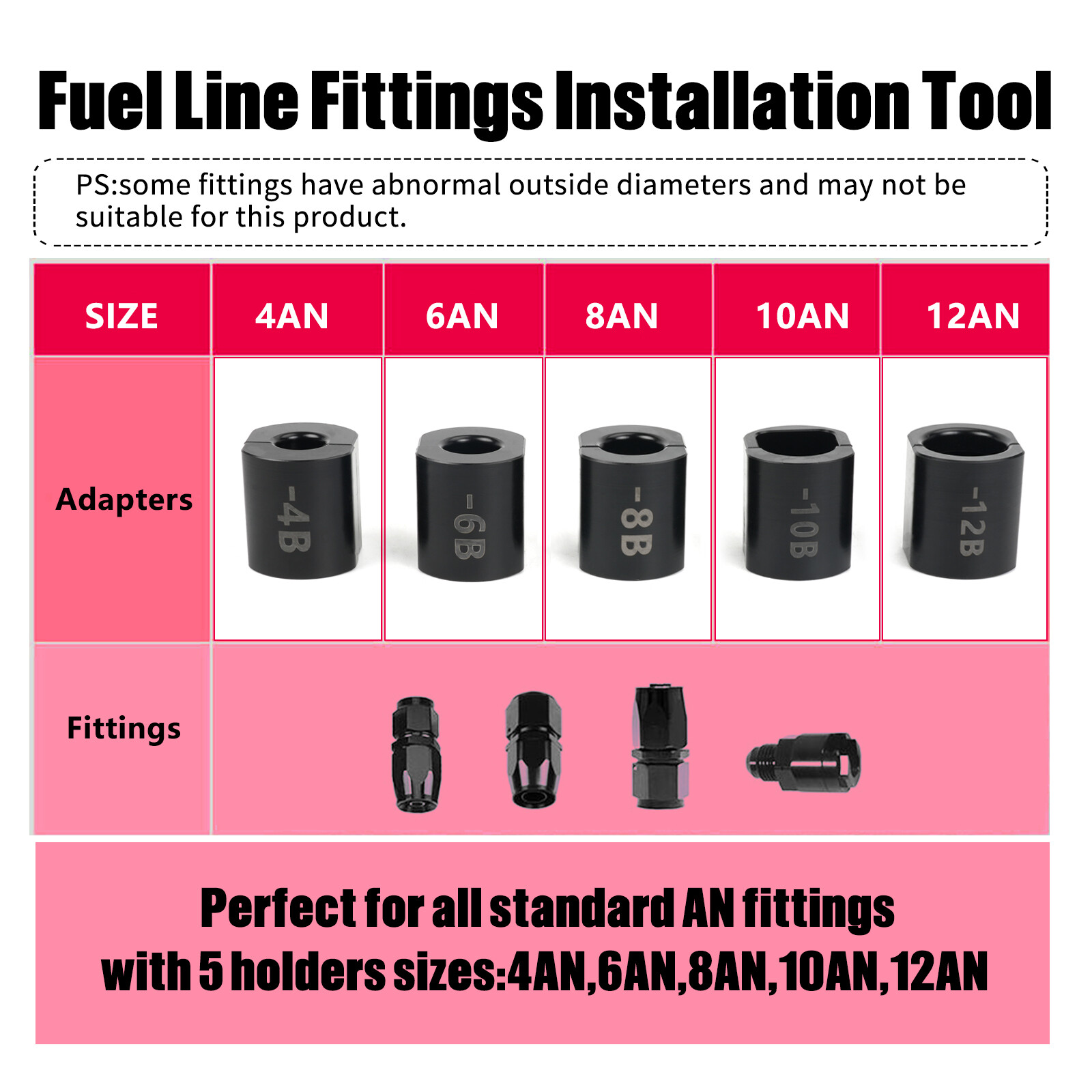 AN4/6/8/10/12 Fuel Line Fittings Installation Tool Fuel Hose Repair Tool Kit