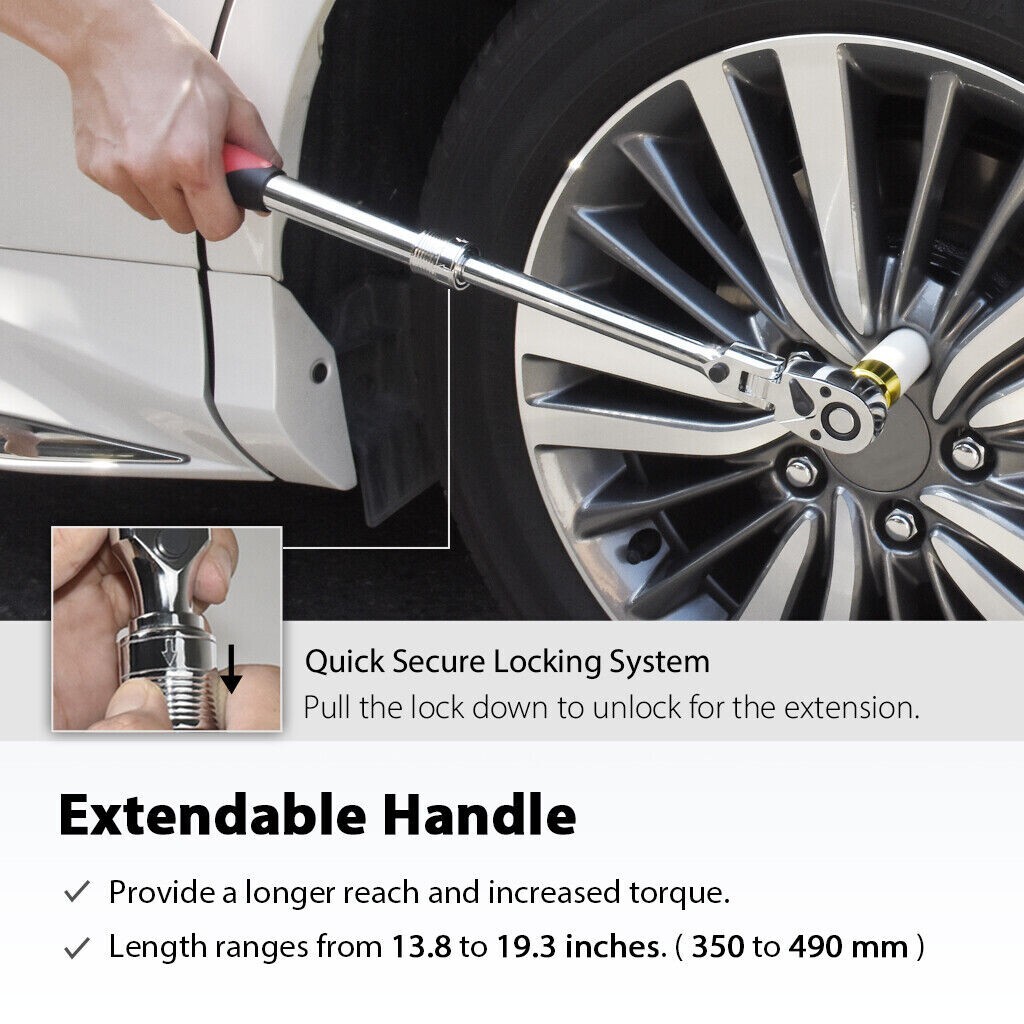 1/2″ Dr. Flex-Head Extendable Ratchet 345-495mm T&E Tools 24698
