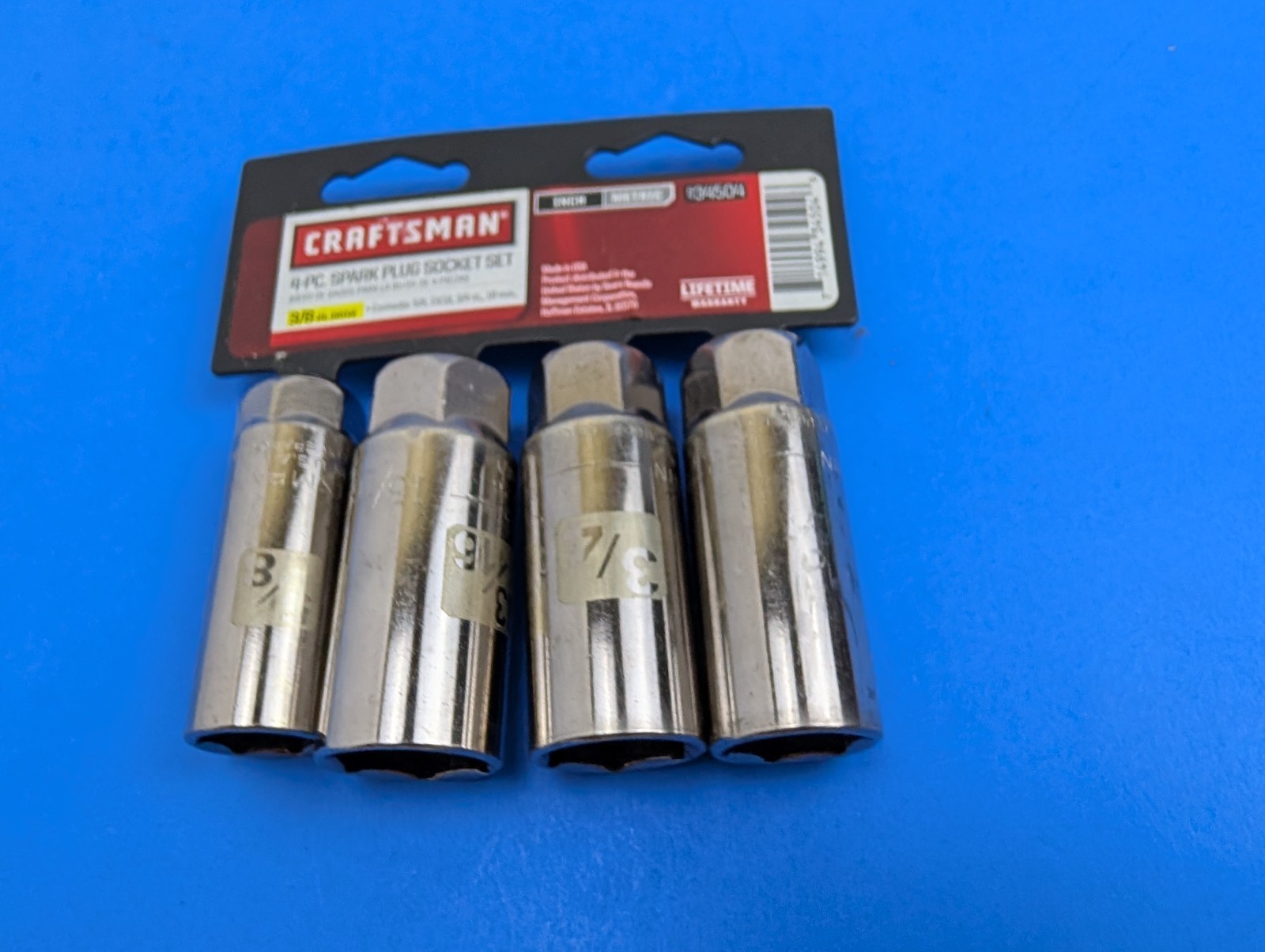 Craftsman 4PC ⅜» Drive Spark Plug Socket 18mm, 3/4″, 13/16″, 5/8″ USA 934504
