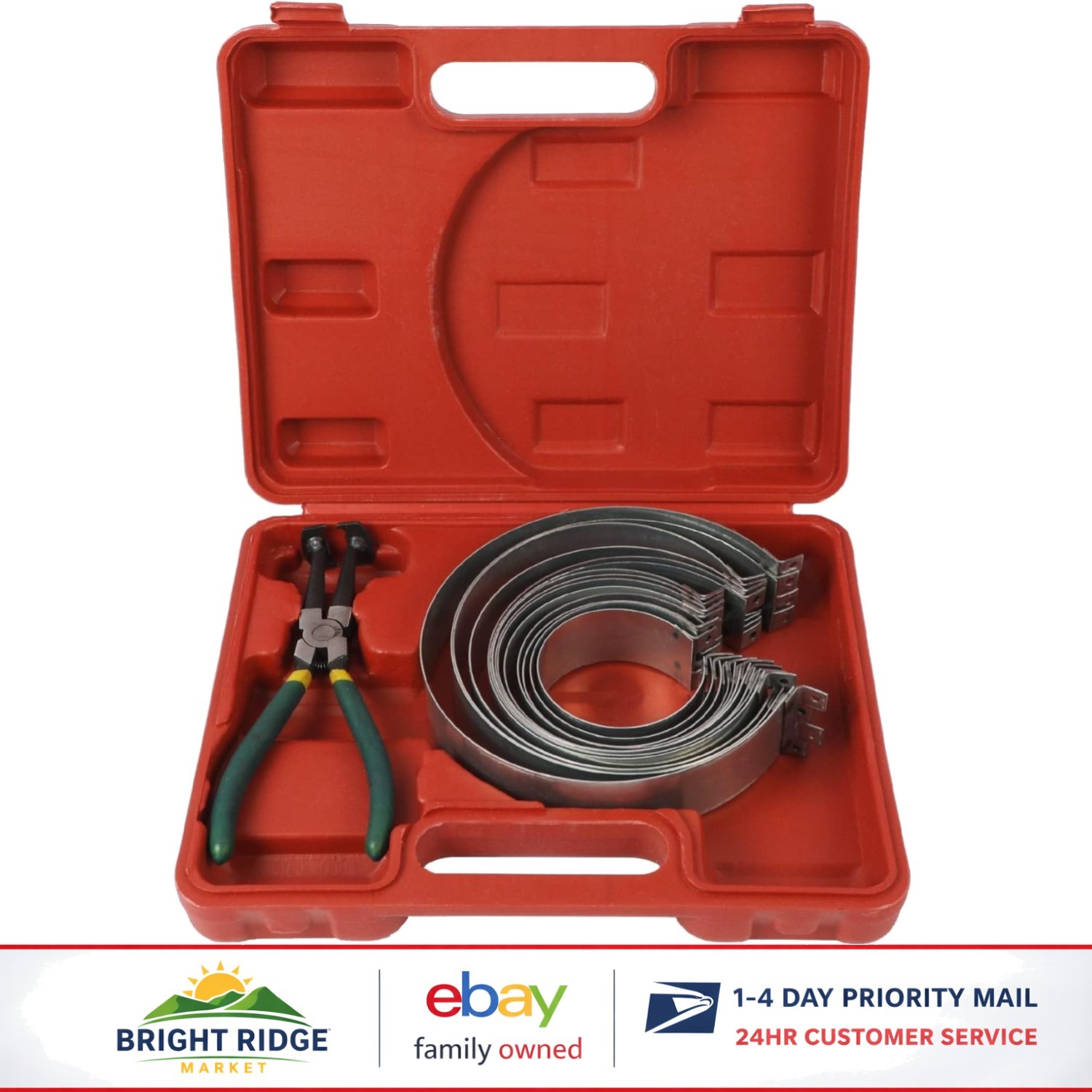 Piston Ring Compressor Tool Set for Cylinder Installation with 14 Rings Included