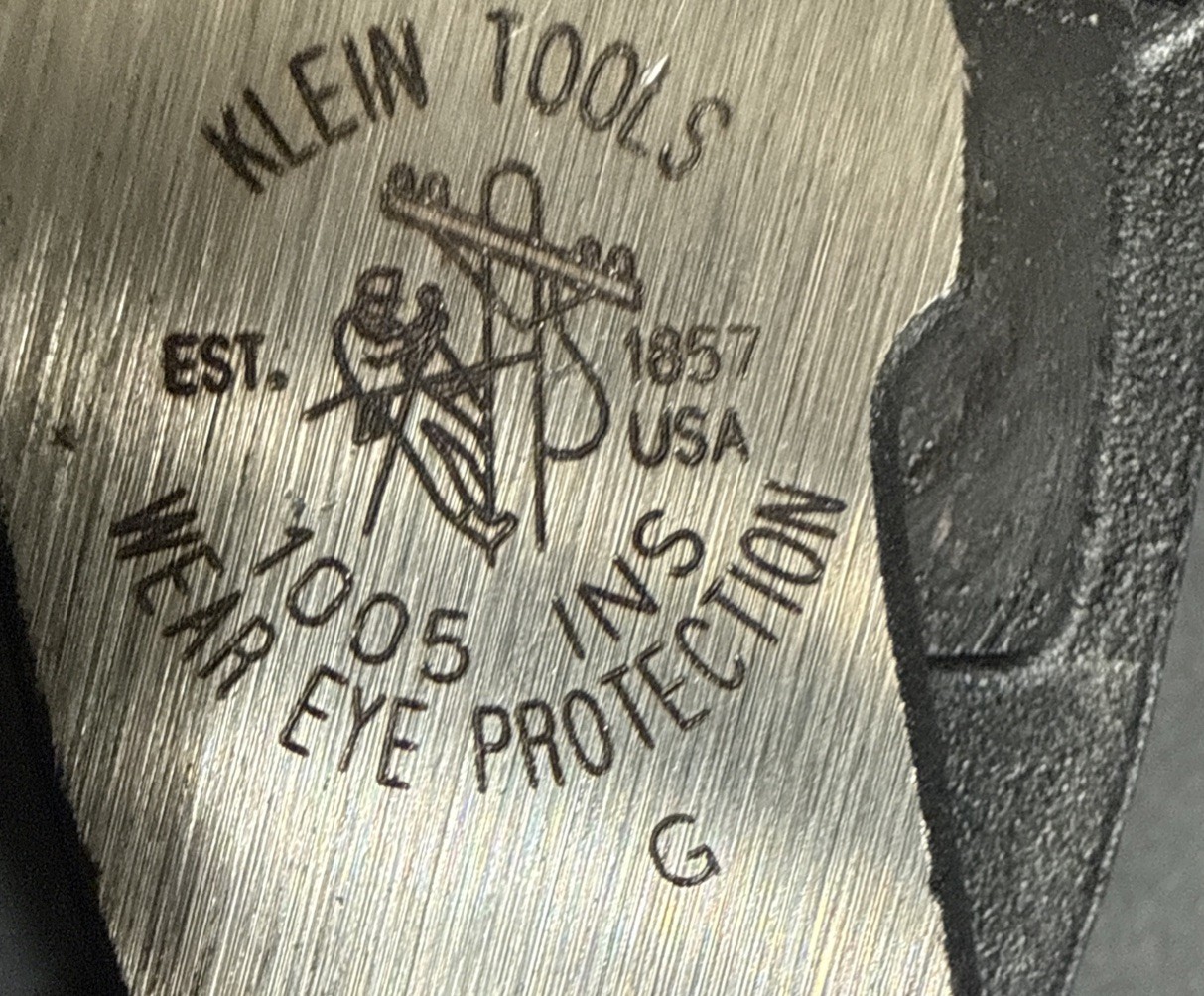 1995 VINTAGE KLEIN TOOLS 1055-INS CRIMPING CUTTING 1000V PLIERS LINEMAN USA NOS