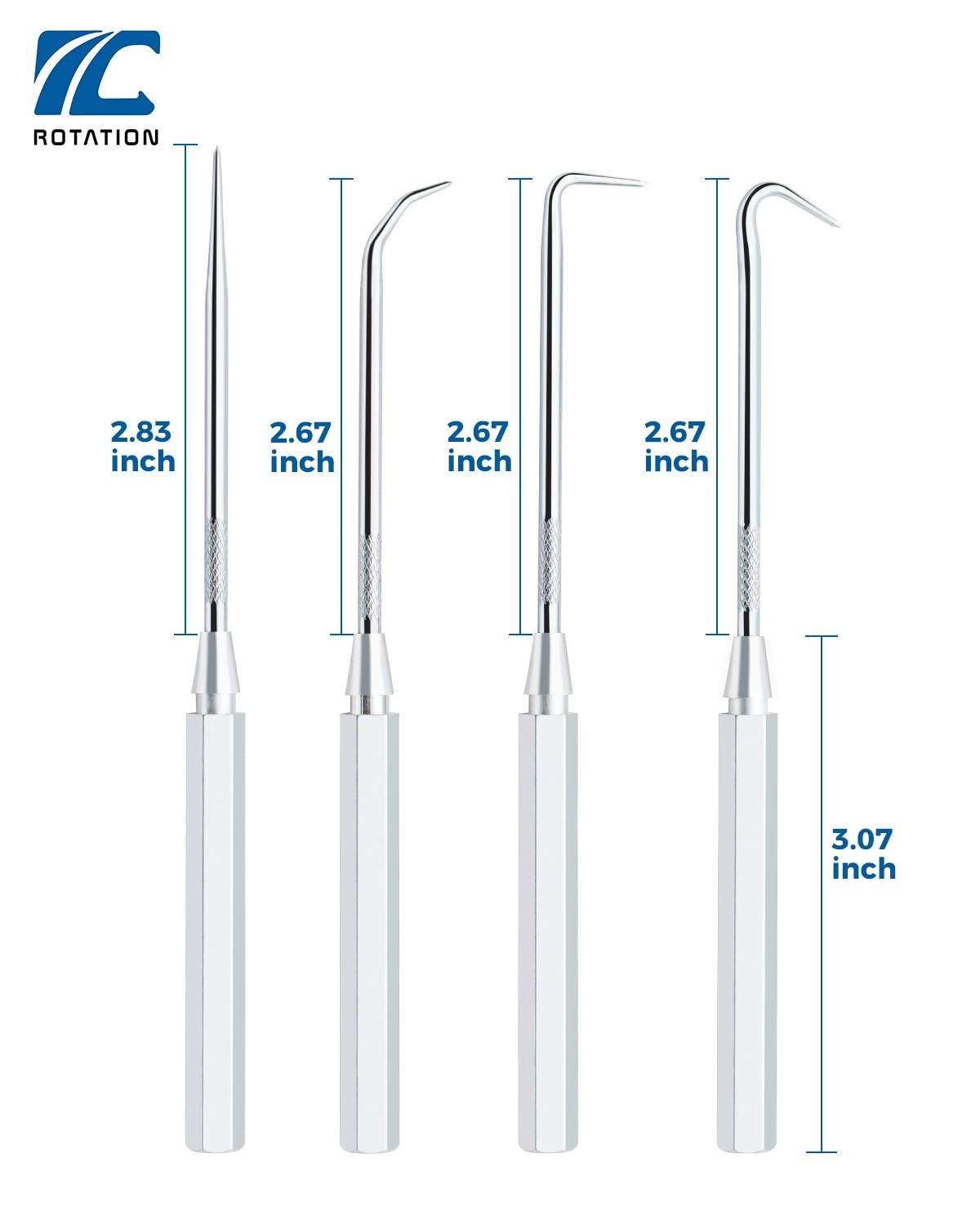 ROTATION 4-Piece Precision Hook and Pick Set for Automotive | Aluminum Handle