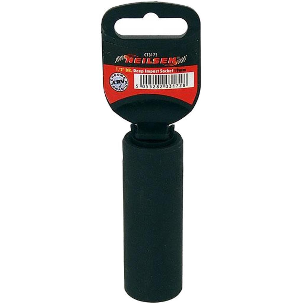 Neilsen 1/2″ Drive Standard Deep Square Metric Single Impact Socket 19mm