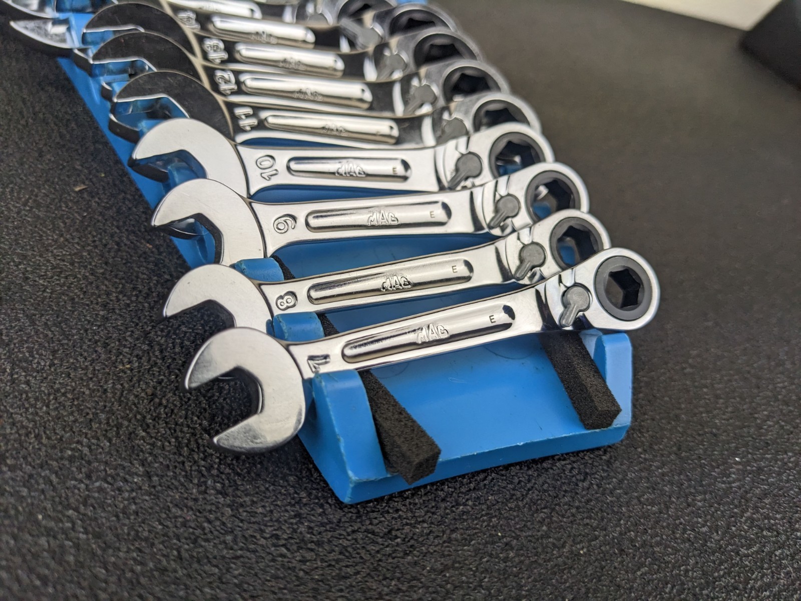 #bo789 Mac Tools SRWMS146PT 14pc Metric 6 Point Stubby Ratcheting Wrench Set