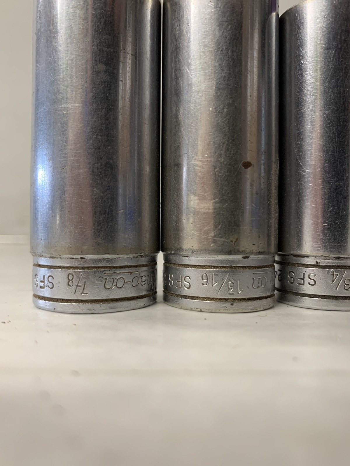 Snap-On Tools Deep Socket Set 3/8″ Drive 1/4″ to 7/8″ -8 Pieces-NOT COMPLETE