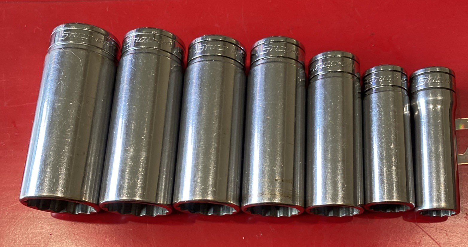 SNAP ON 7 SOCKETS 3/8″ DR SF141-SF281 Missing SF181 12 Point SAE Deep Socket Set