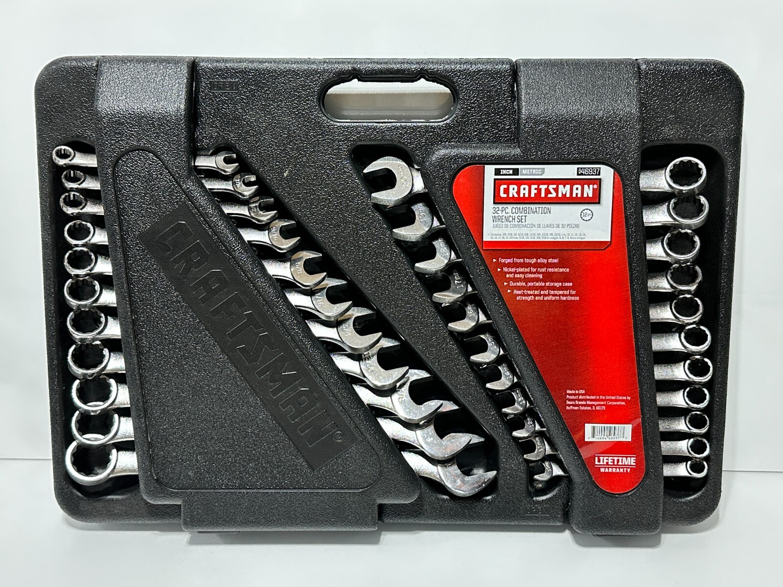 NOS Craftsman USA 46937 32pc Metric SAE Combination Wrench Set in Hard Case