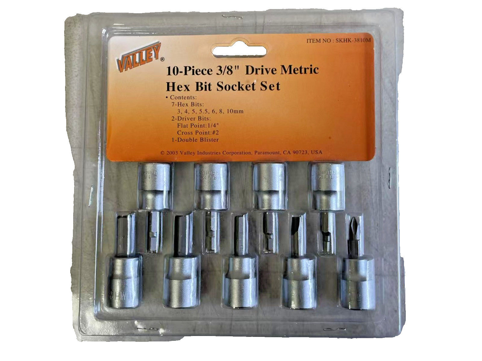 10Pc 3/8» Drive Metric Hex Bit Socket Set