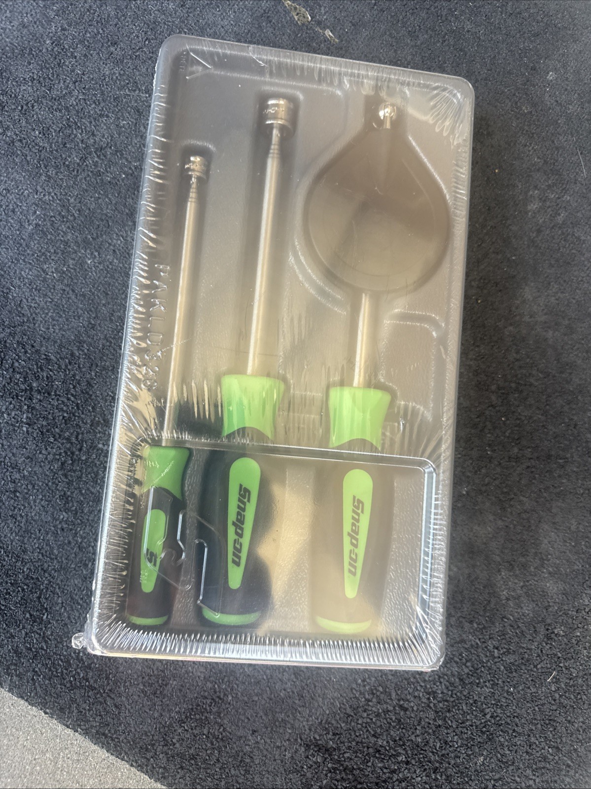 For SNAP ON Green 3pc Soft Grip Magnetic Pickup Tool & Mirror Set PTM30g