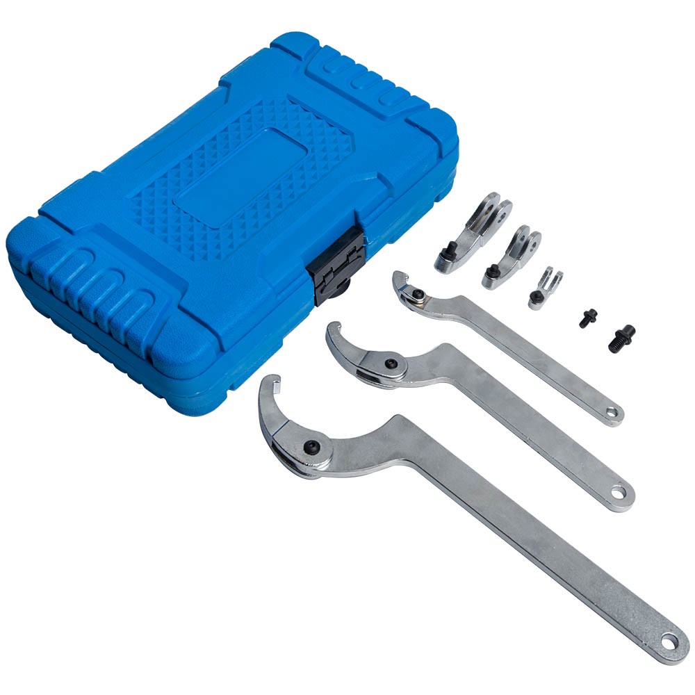 8X Adjustable Hook Pin Spanner Wrench Tool Set Locking Nut Wrench 35mm-120mm US