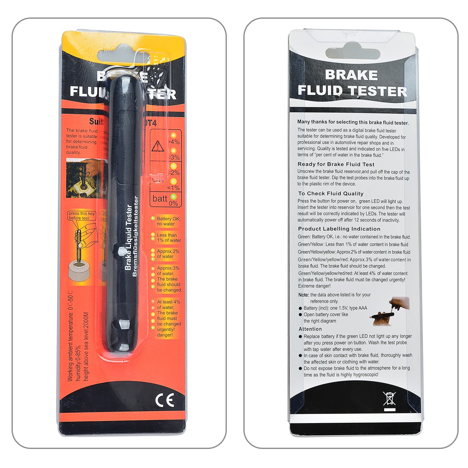 Auto Brake Fluid Liquid Oil Tester Tool LED Indicator Tester Pen Fit DOT3 DOT4