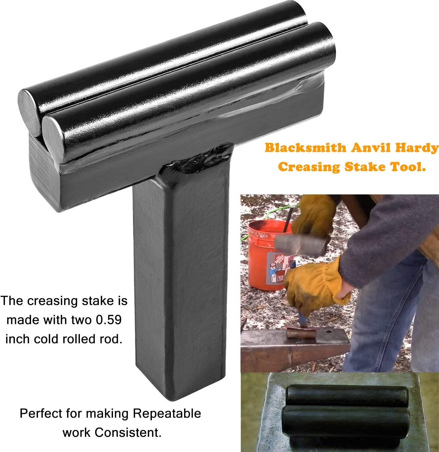 4* 1 Inch Blacksmith Anvil Hardy Tool Set Creasing Stake Hot Cut Bottom Fuller