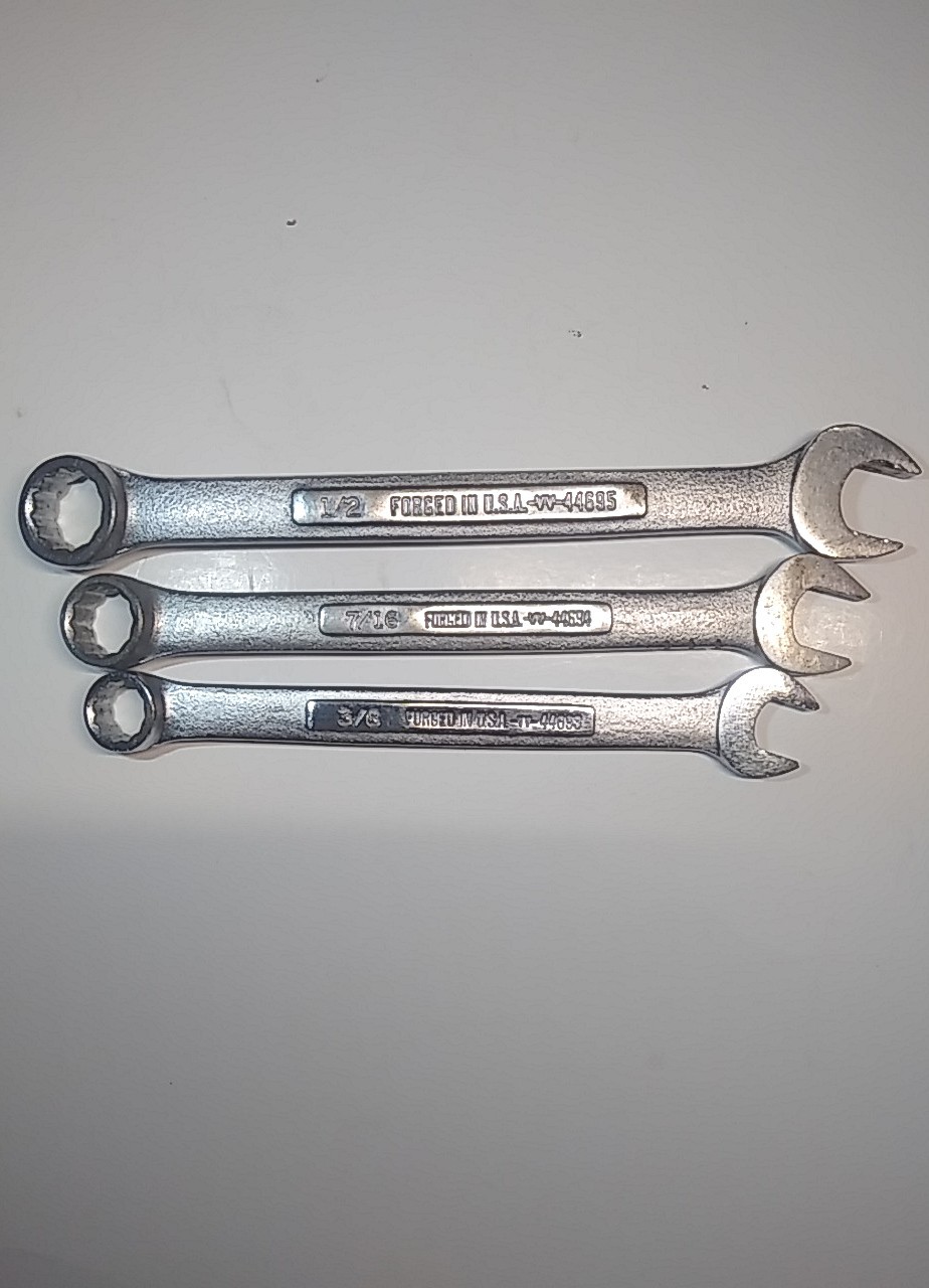 Craftsman-VV-Series 3pc SAE 12 Pnt Combination Wrench Set Made In USA