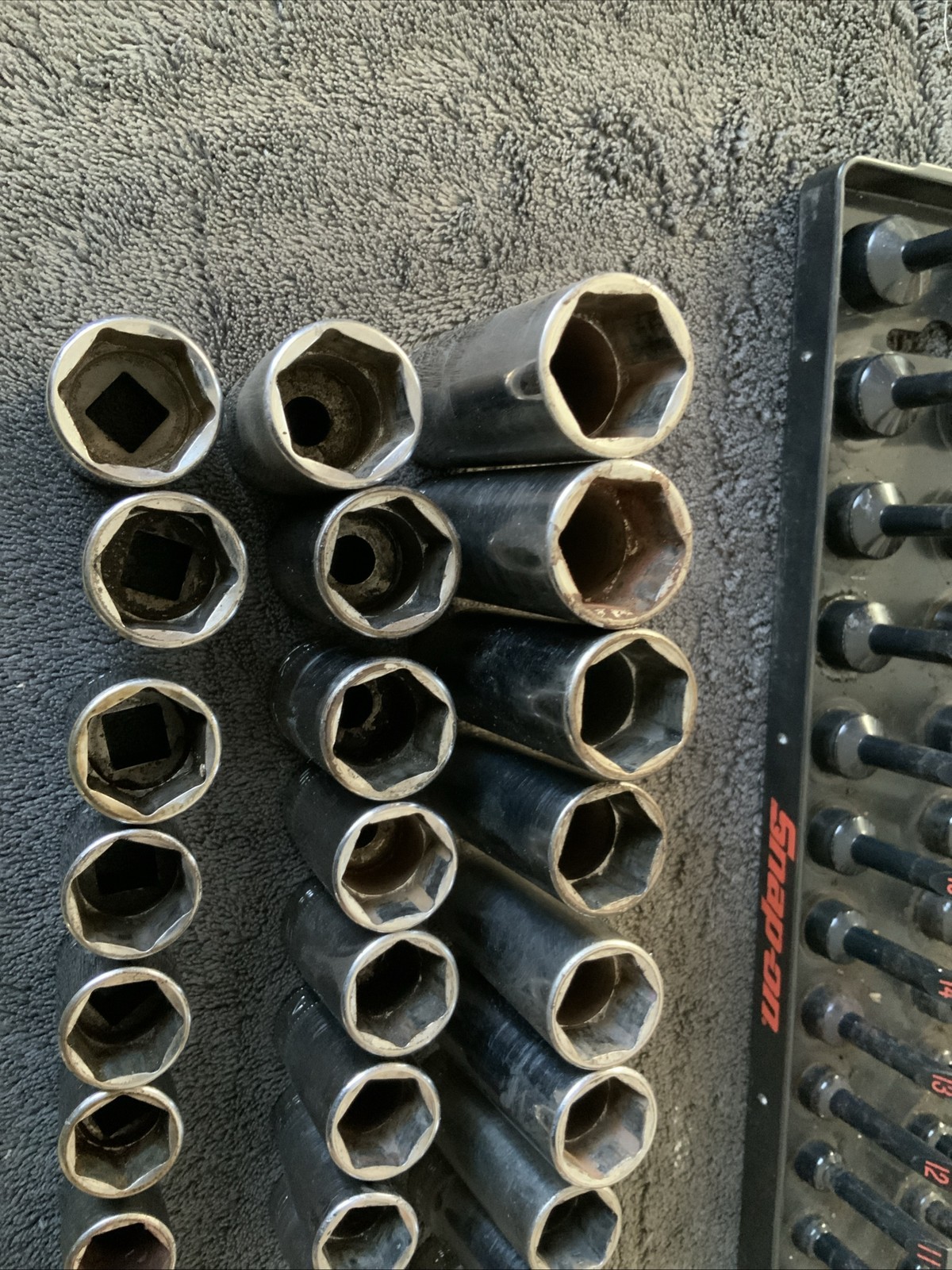Snap On 3/8” Drive Shallow, Semi Deep And Deep Socket Sets, Missing 1….8-19mm…..