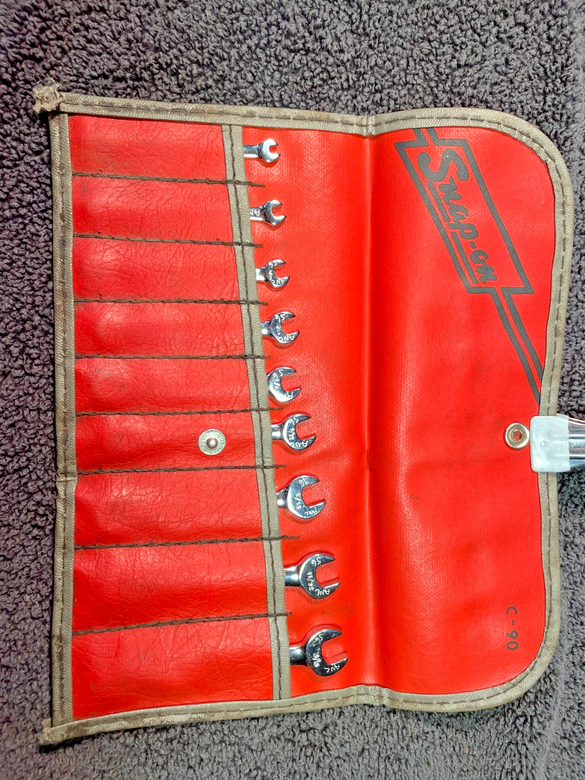 Vintage Snap-On C90 Ignition Wrench Set. 9 Pieces underlined logo