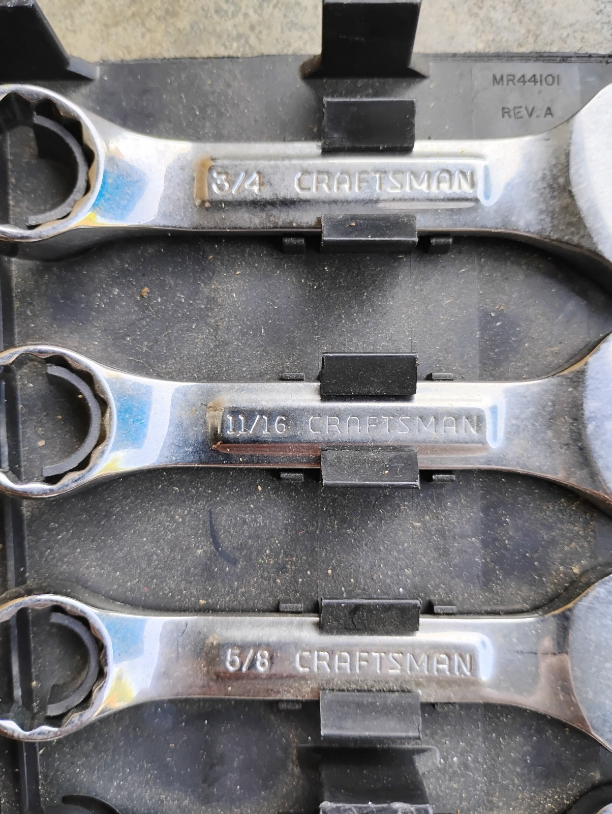 VTG CRAFTSMAN STUBBY SAE COMBO WRENCH SET 3/8-3/4 44109 W/RACK