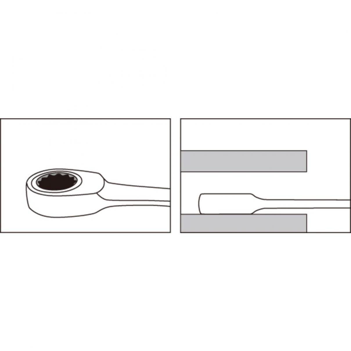 Tone RM-13 12-Point Metric 13mm Ratcheting Combination Wrench Length 178mm