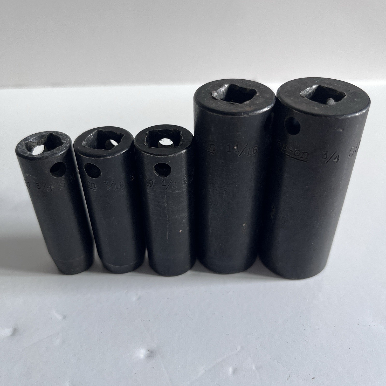 SNAP-ON 5 Pc SAE SIMF Deep Impact Sockets 3/8” Drive 3/8 7/16 1/2 11/16 3/4