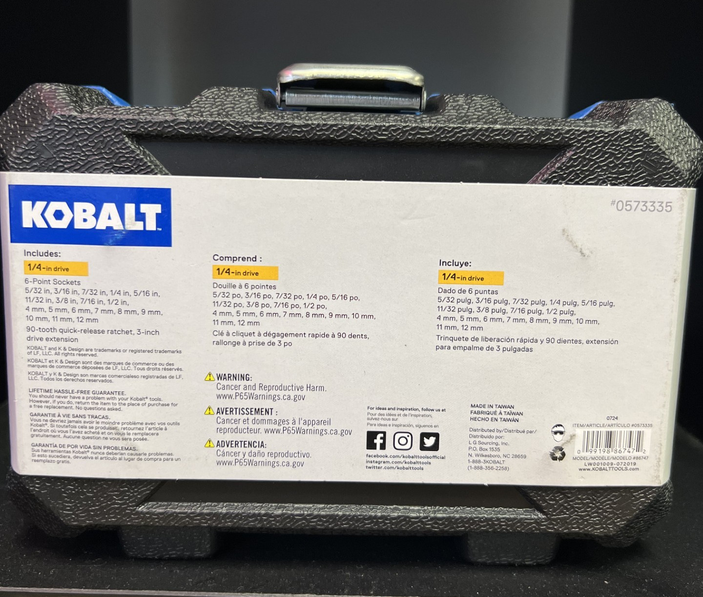 Kobalt Pro90 Ratchet 20 Piece 1/4″