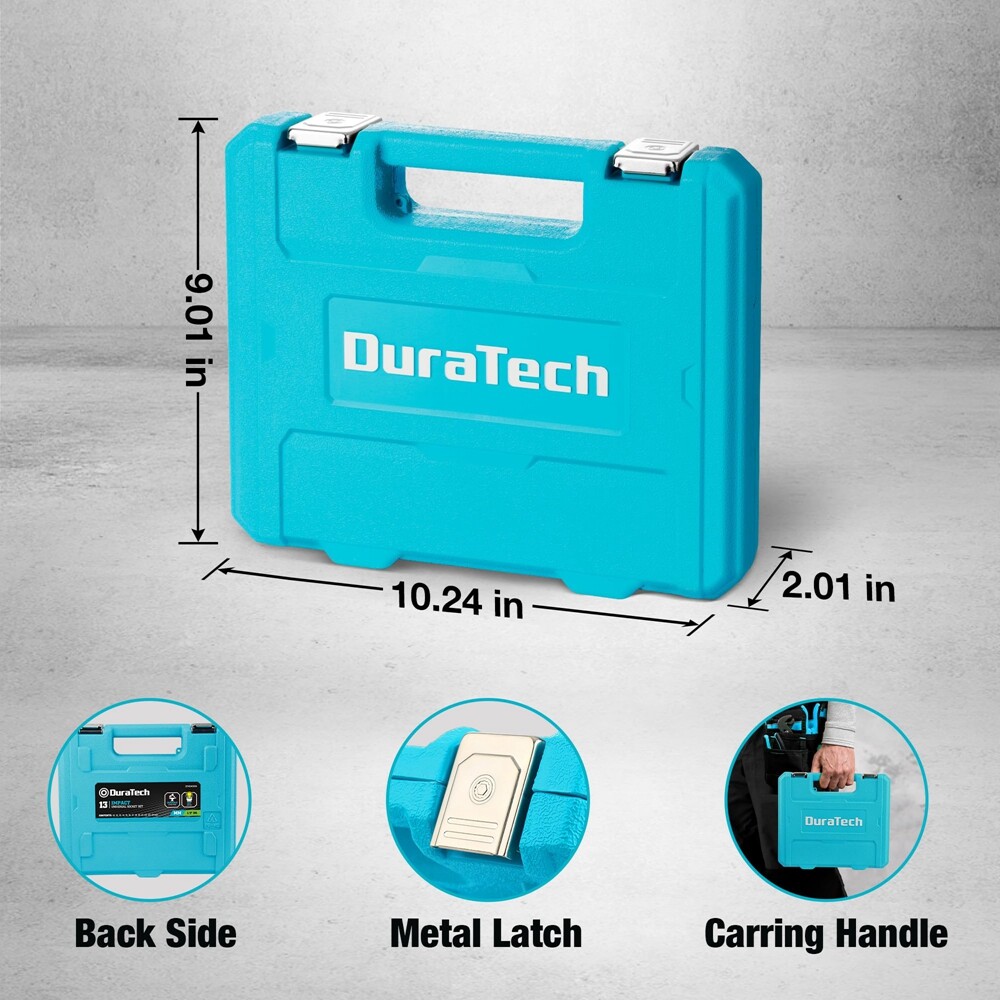 DURATECH 1/2″ Dr Swivel Socket Set 13PCS Shallow Universal Impact Metric 10-24mm
