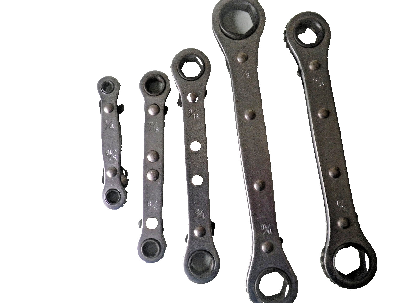 5 Piece Champion Ratcheting Box End Wrenches 1/4′ thru 7/8″ Push butto Reversing