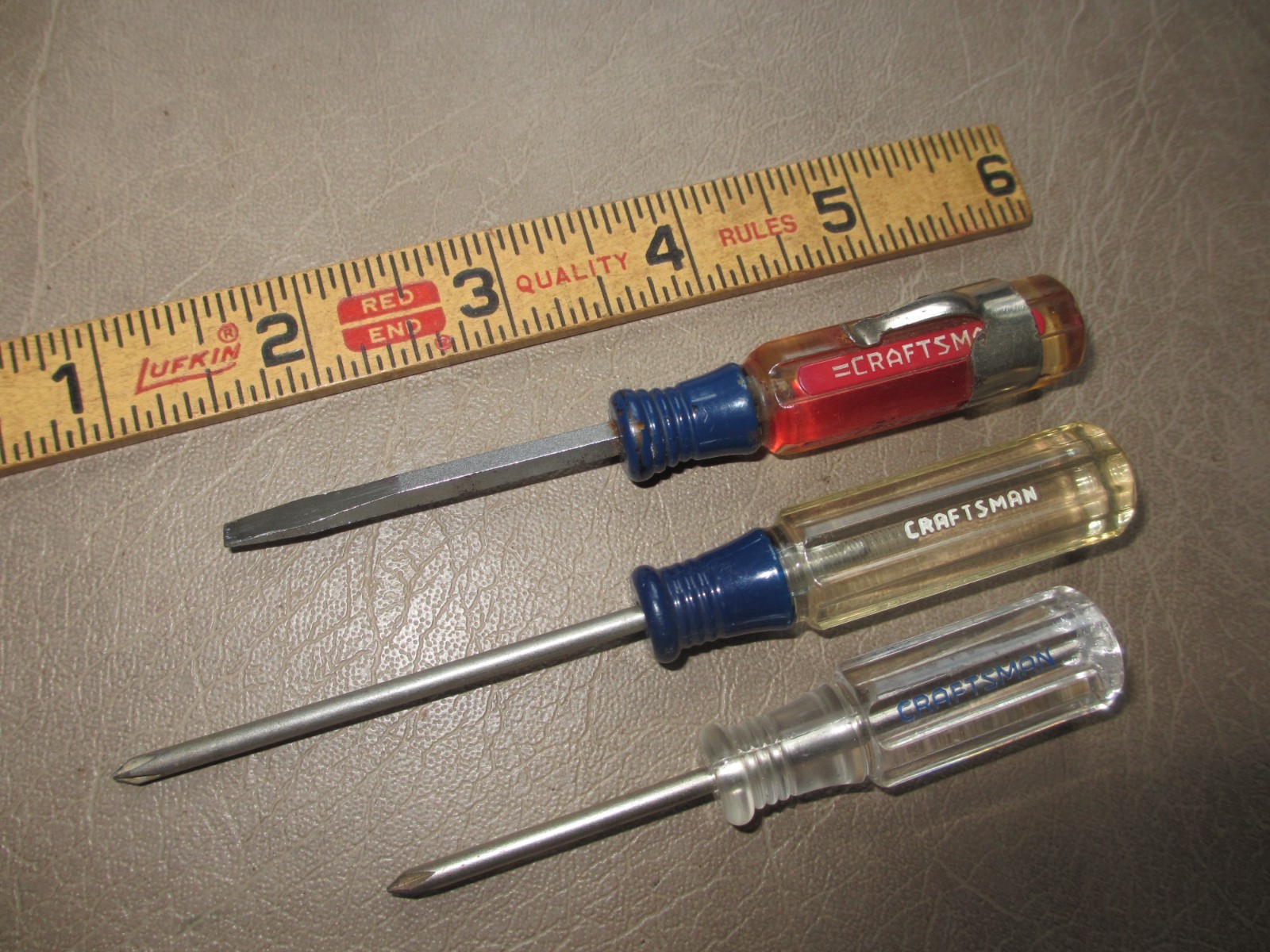 Craftsman Vintage Clear Mini Screwdriver Pair 41293, 41542 Philips, and Straight