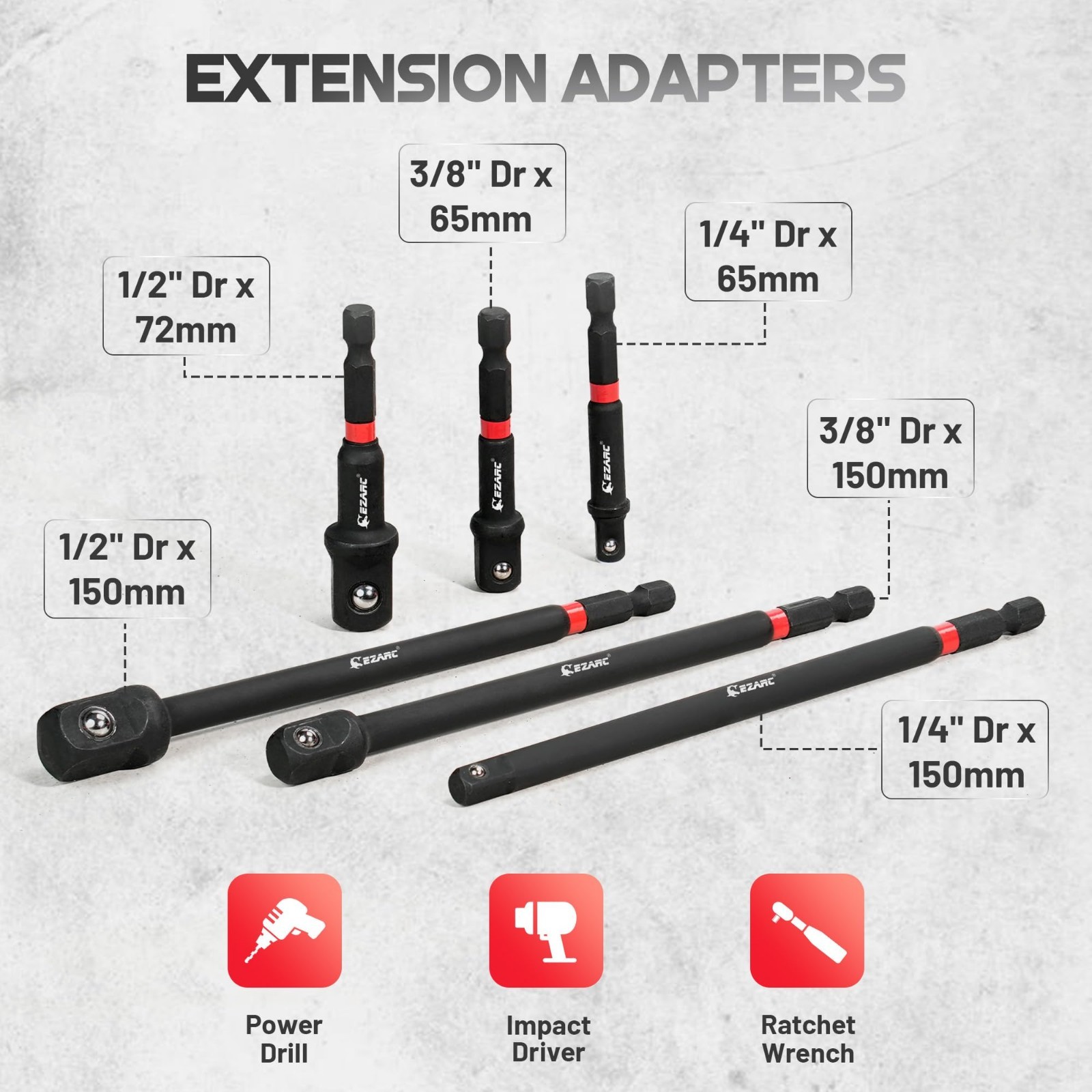 14PCS Impact Socket Adapter Set | 1/4″, 3/8″, 1/2″ Drive, Magnetic Holder, Quick