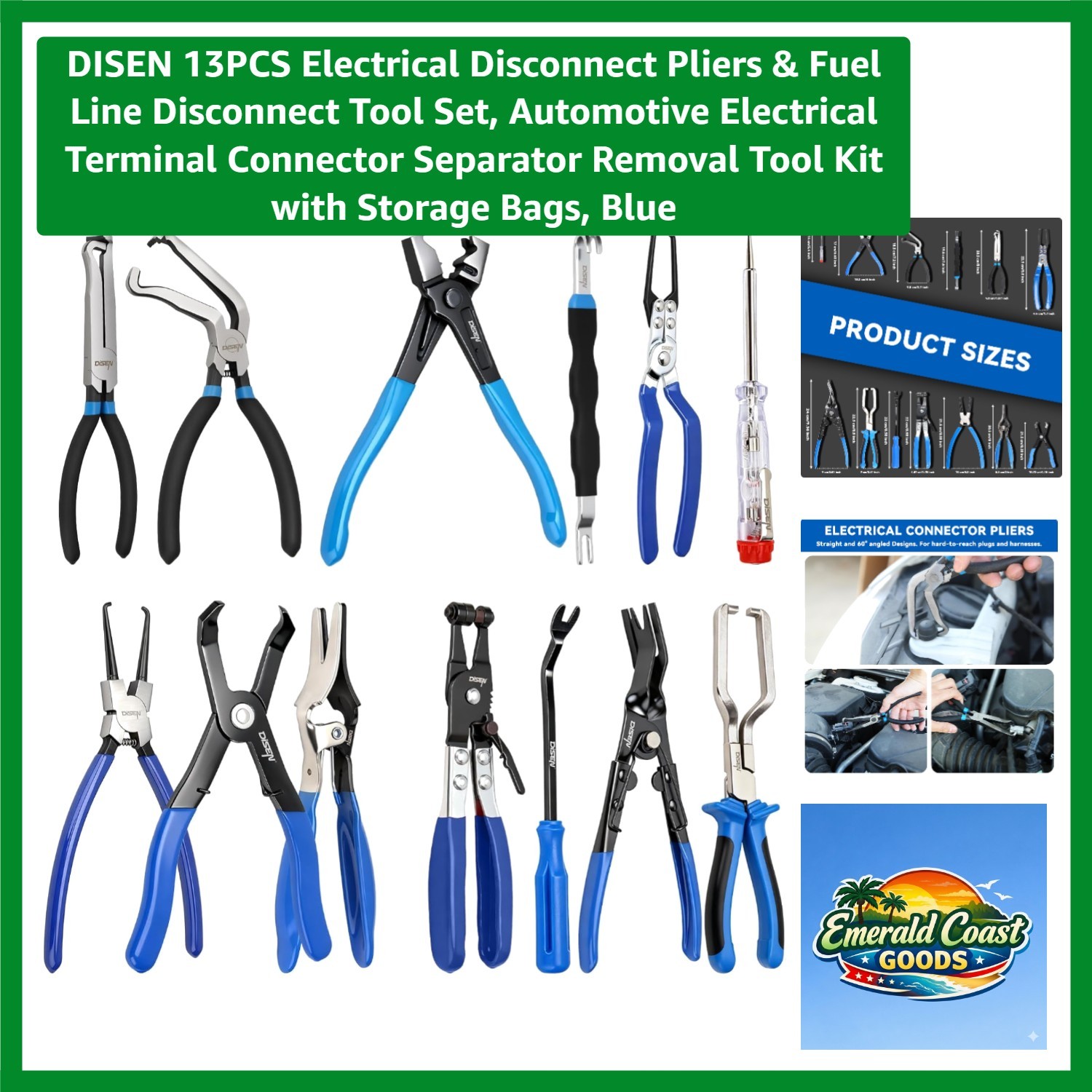 13-Piece Automotive Disconnect Pliers Set with Comfortable Grip & Storage Bags