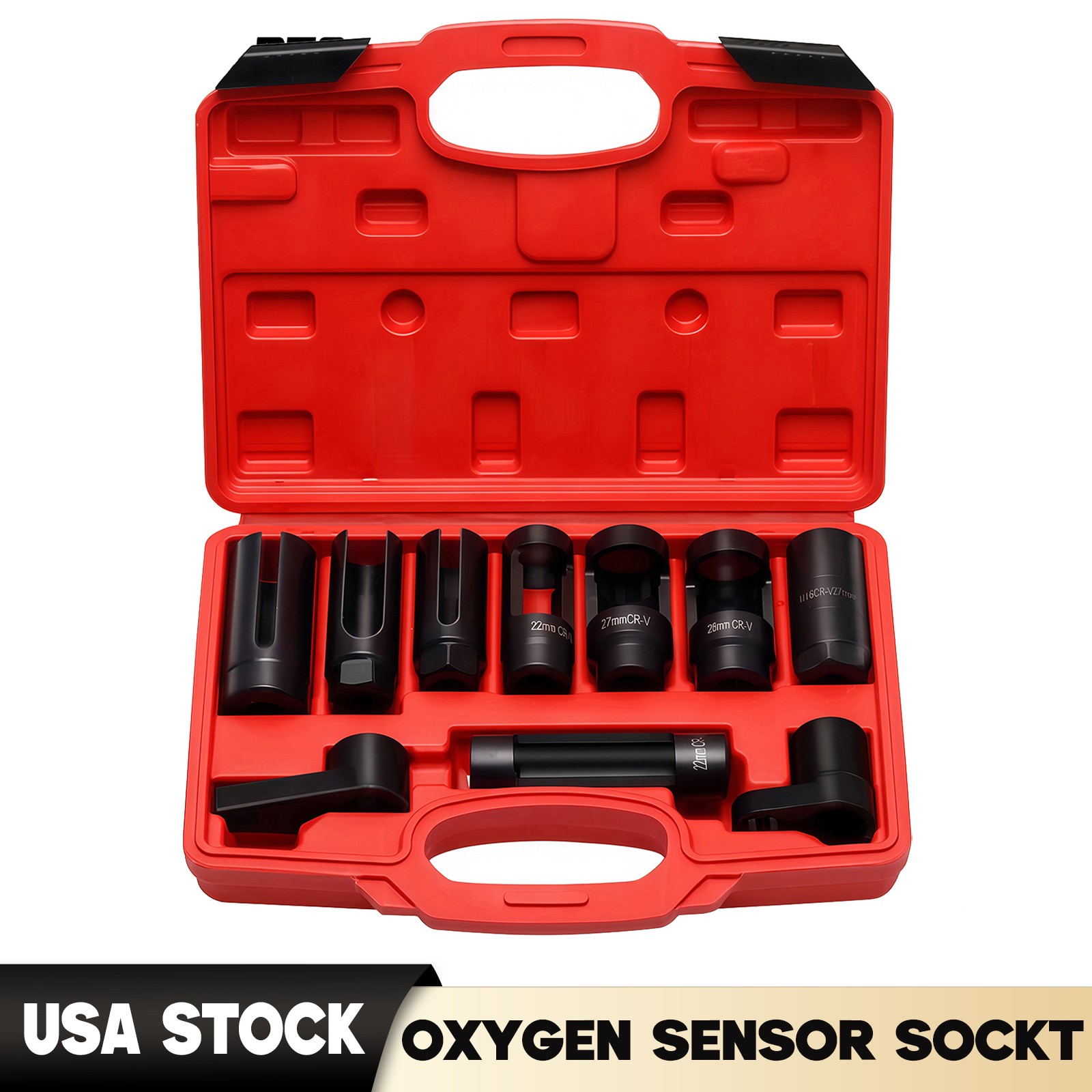 10pc O2 Oxygen Sensor Socket Wrench Removal Tool 3/8″ 1/2″ Drive x 7/8″ 22mm Set