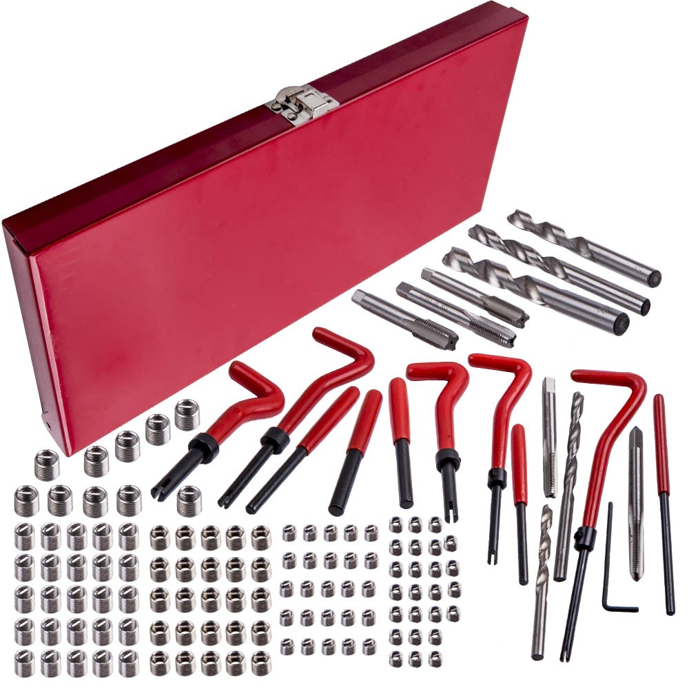 131 pcs Thread Repair Tool Kit Drill Bits Taps Threaded Inserts Installation