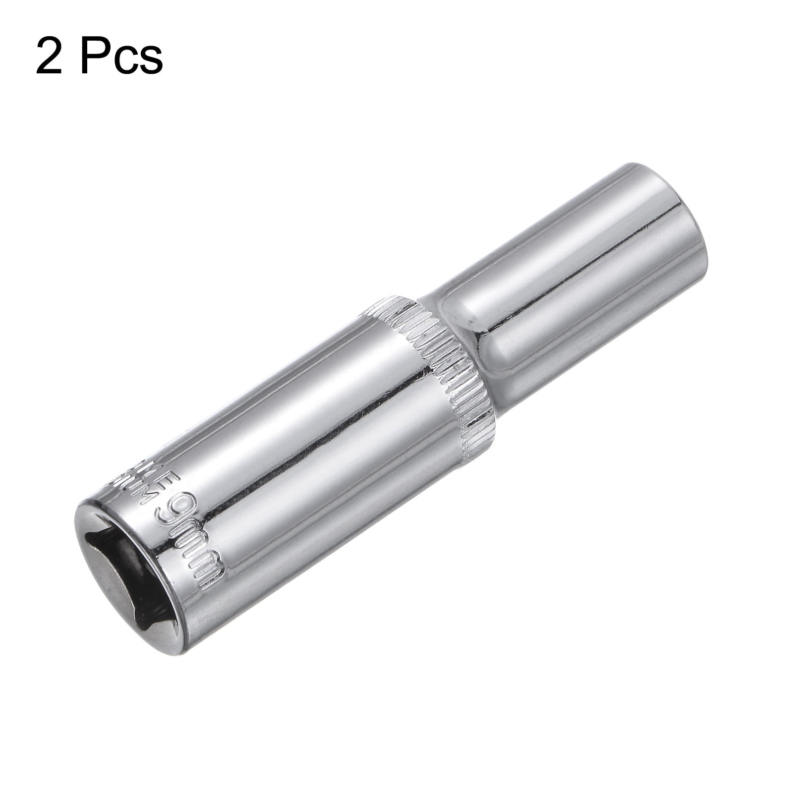 2Pcs 3/8-inch Drive 9mm Cr-V 6-Point Deep Socket