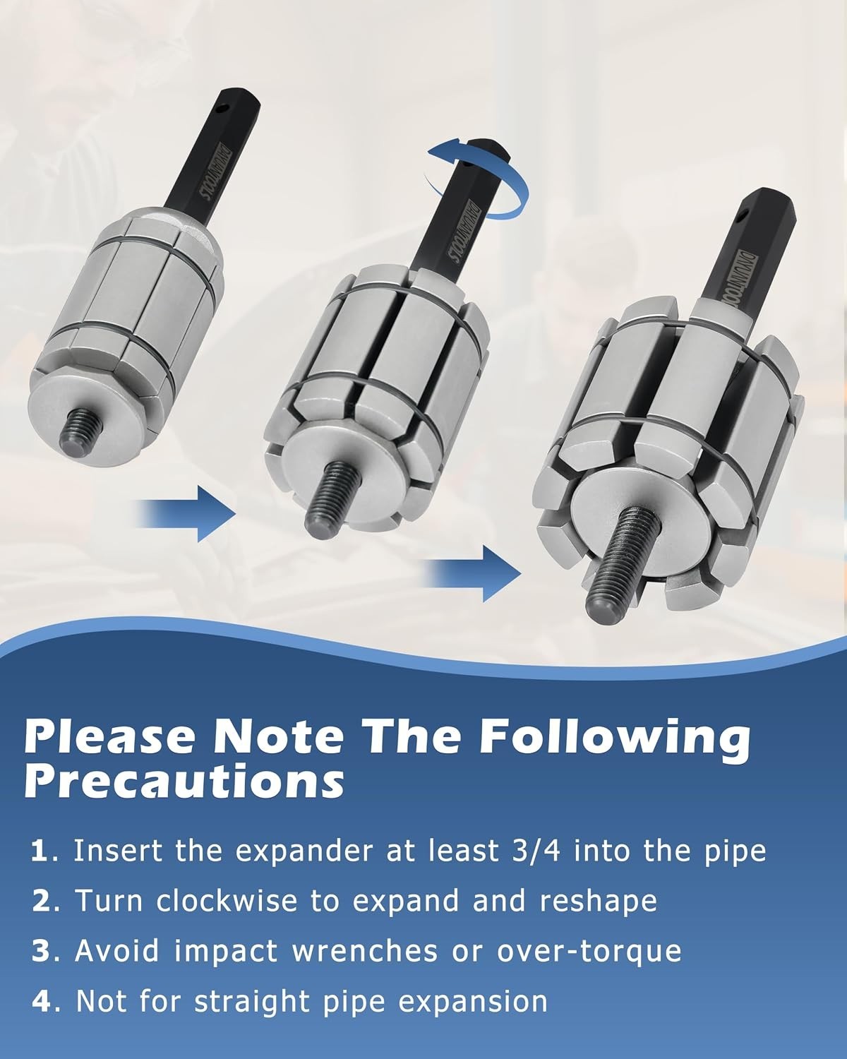Efficient Exhaust Pipe Expander Tool Set, 1-1/8» to 3-1/2», Heavy-Duty Design
