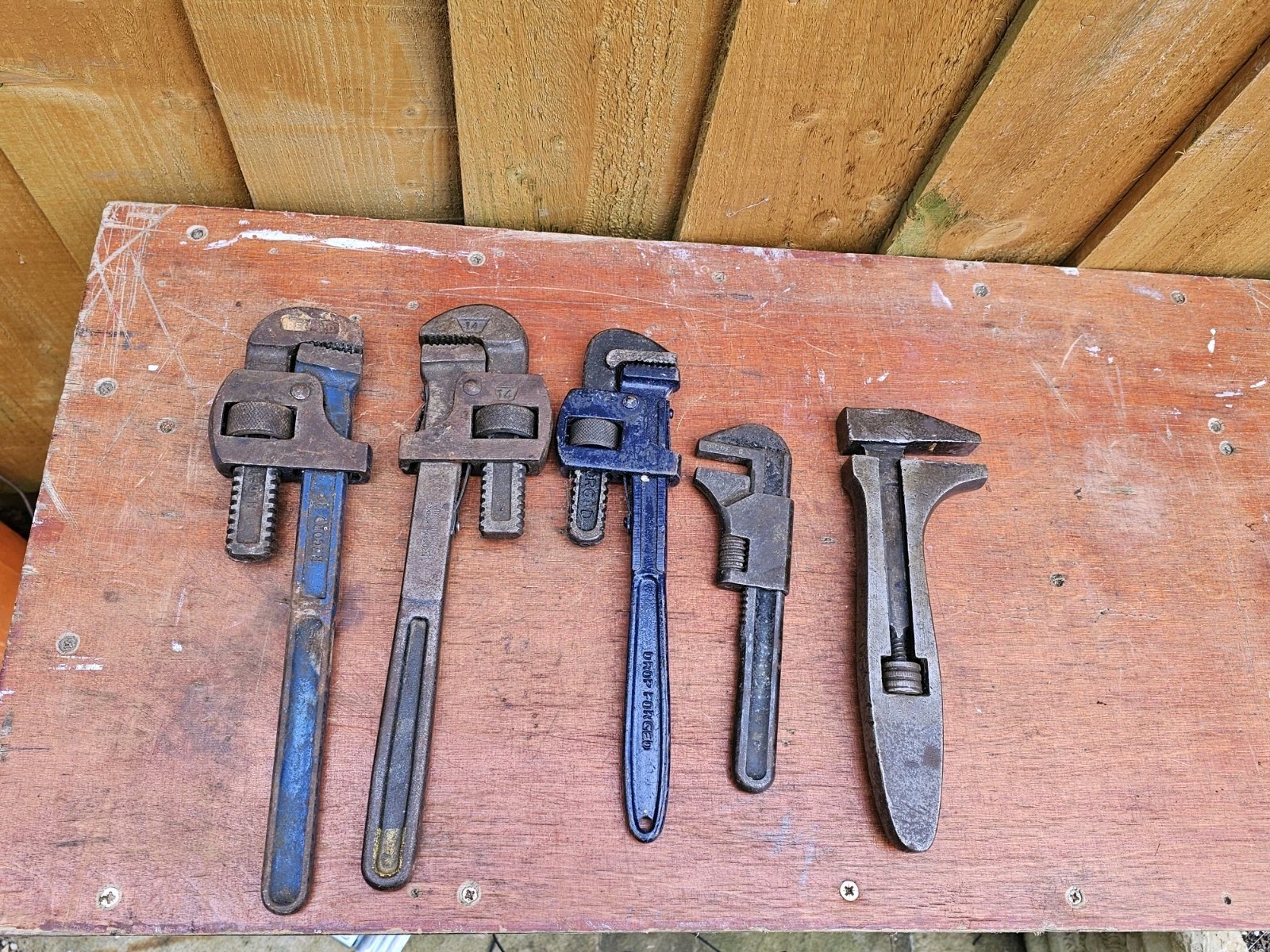 Job Lot Of Adjustable Wrenches Various Makers Including Record