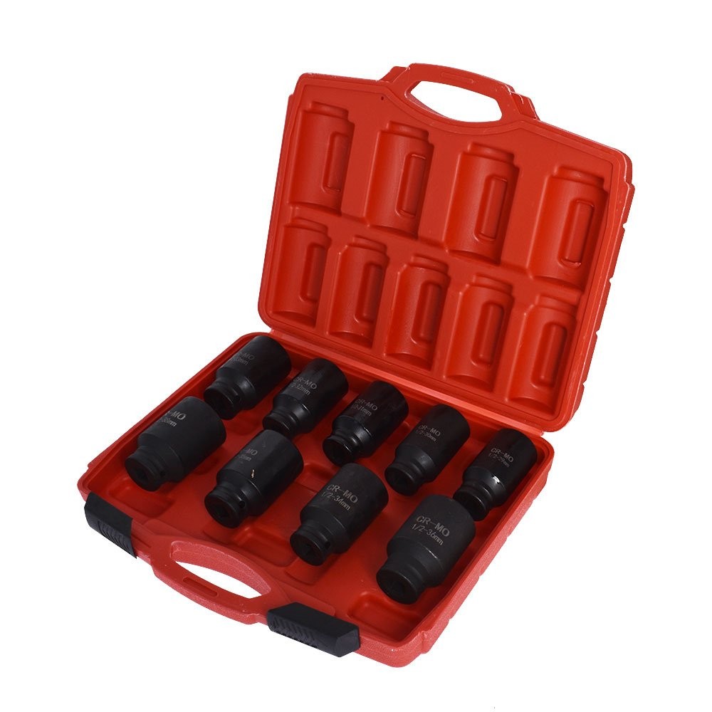LABLT 9PCS Impact Socket Tool Kit 1/2″ Drive Metric Axle Hub Nut Socket 29-38mm