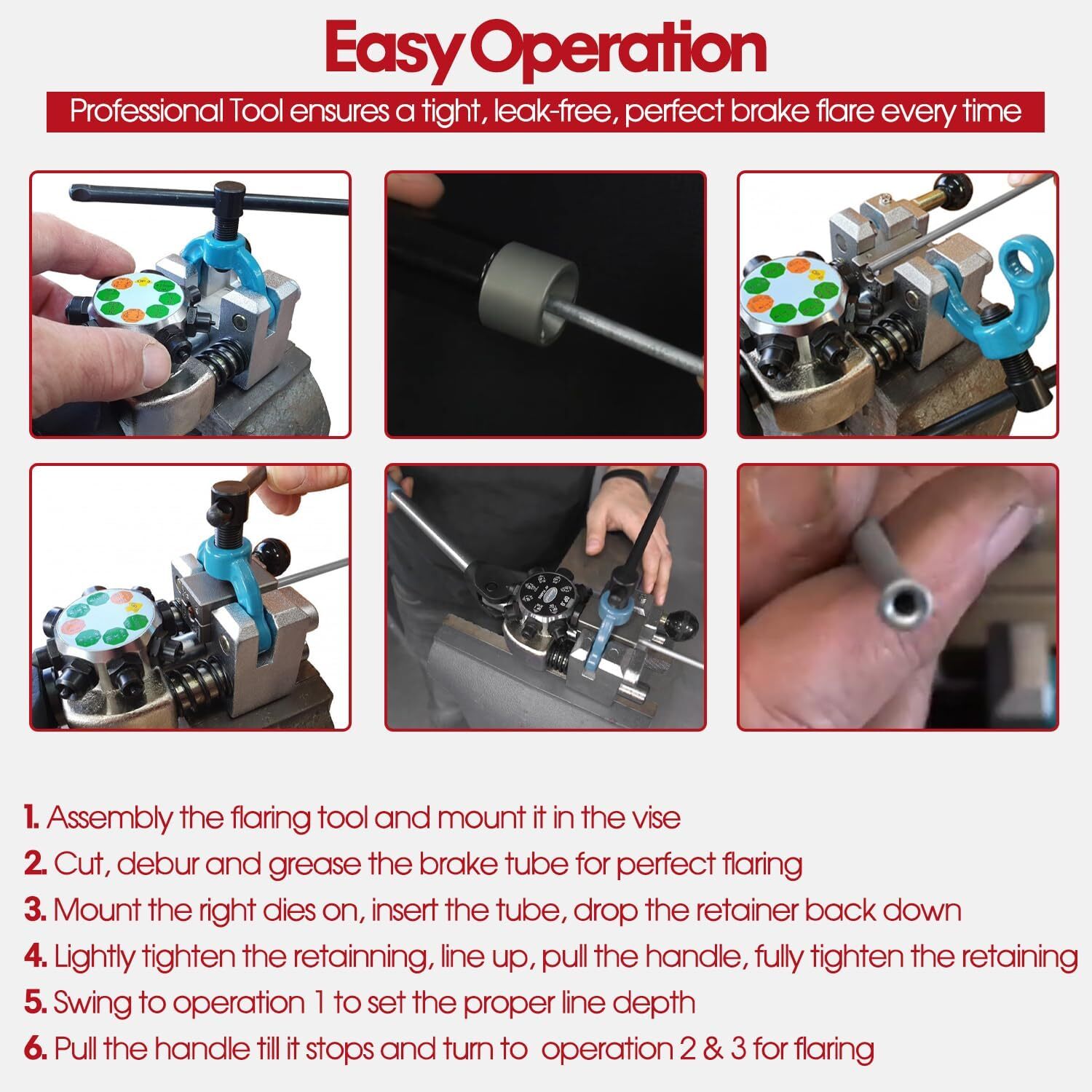 Brake Line Flaring Tool Kit 45° Single, Bubble, Double Flare Tool For Hard Line