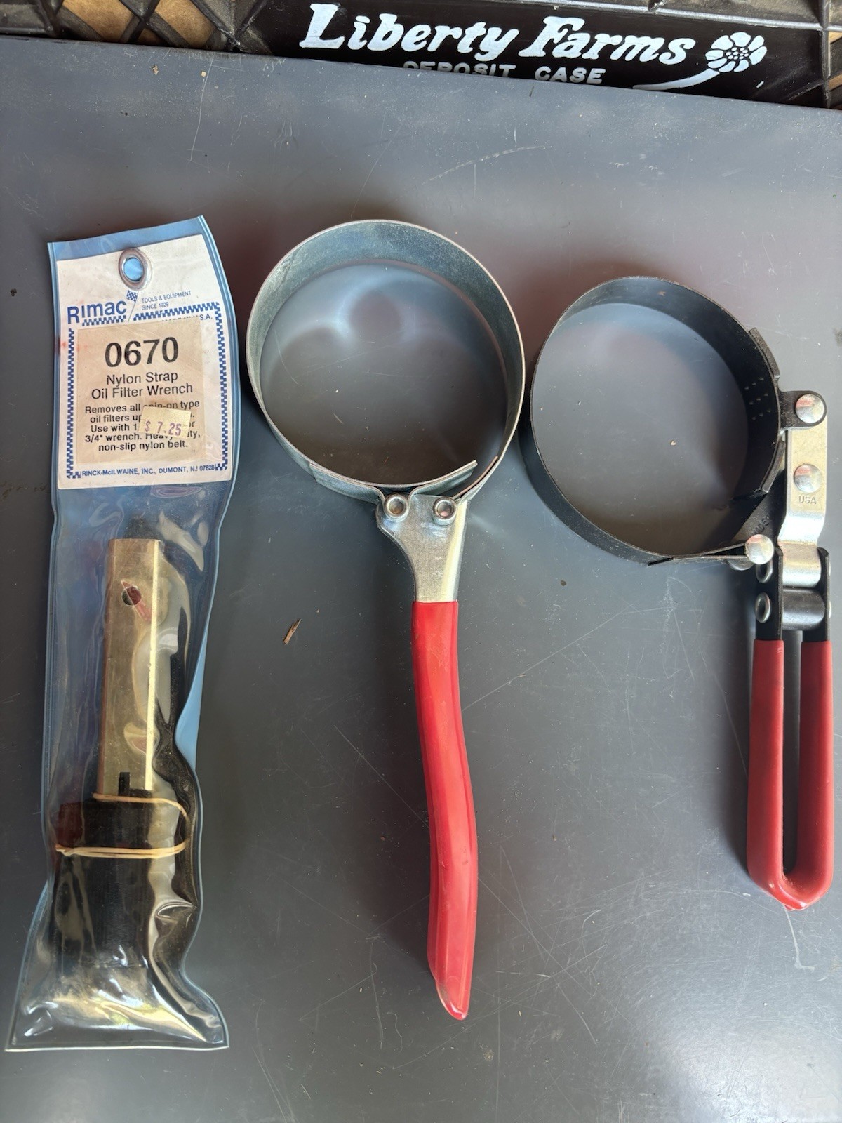 Oil Filter Wrench Set Lot Rimac 0670 Strap Wrench + 2 Cup Style Wrenches