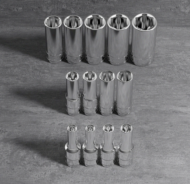 SAE Deep Socket Set 1/4″ Drive, 13pc 6-Point 1/8″–5/8″ Pro Grade (1329)
