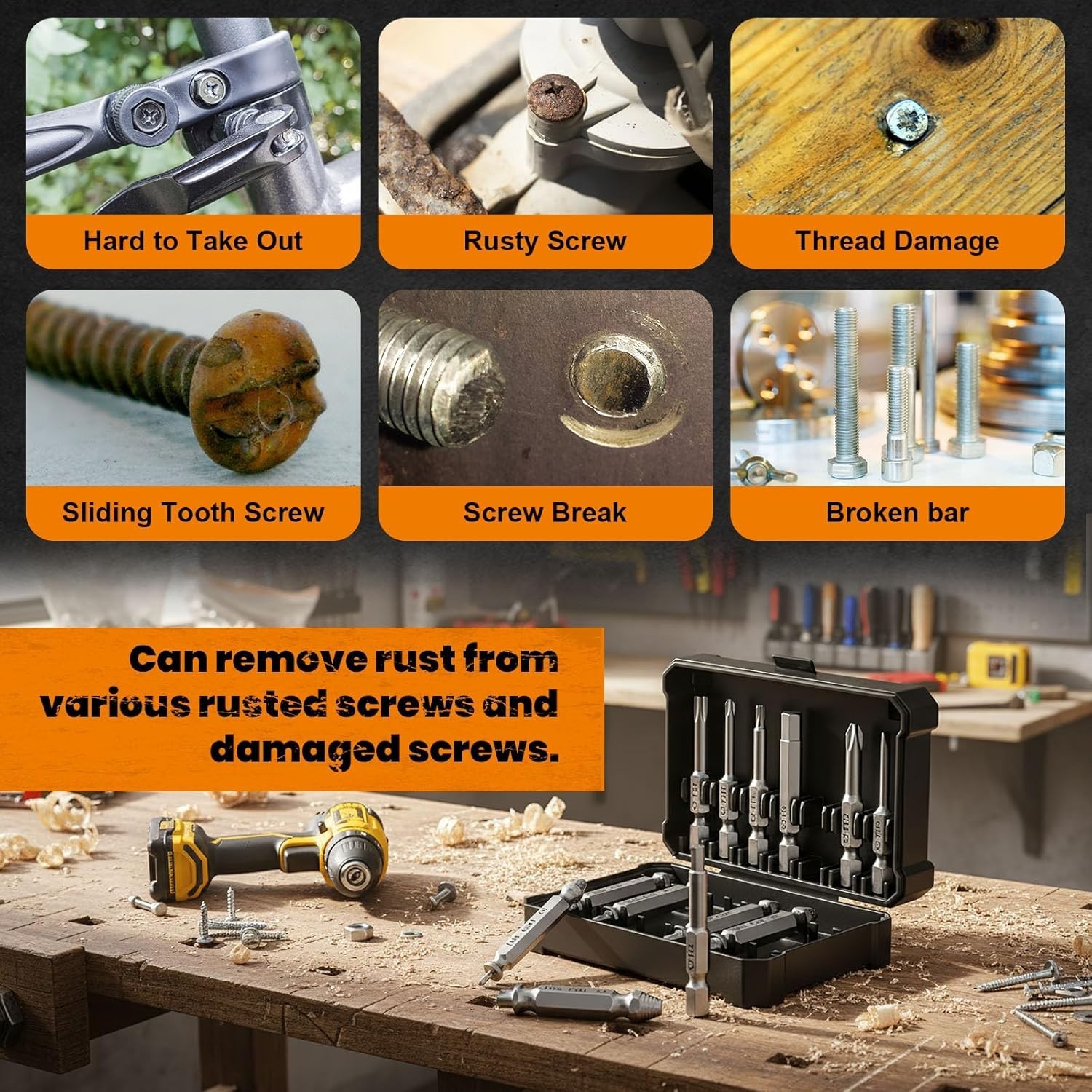 Damaged Screw Extractor Set,13 Pcs Bolt Extractor Set, Stripped Screws Nuts &…