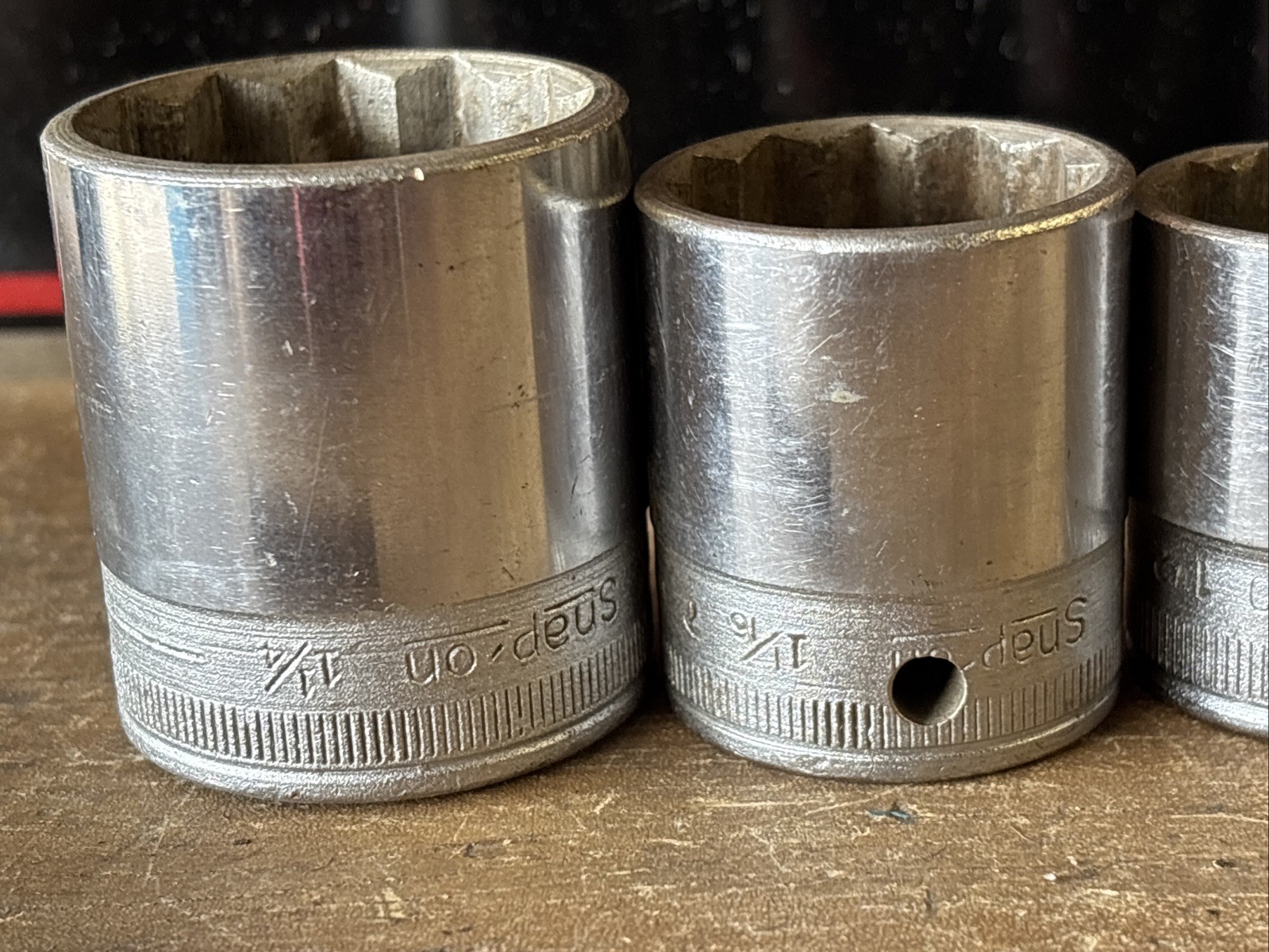 Vintage Set of 11 Snap On 1/2″ Drive 12 Pt. SAE SW Sockets