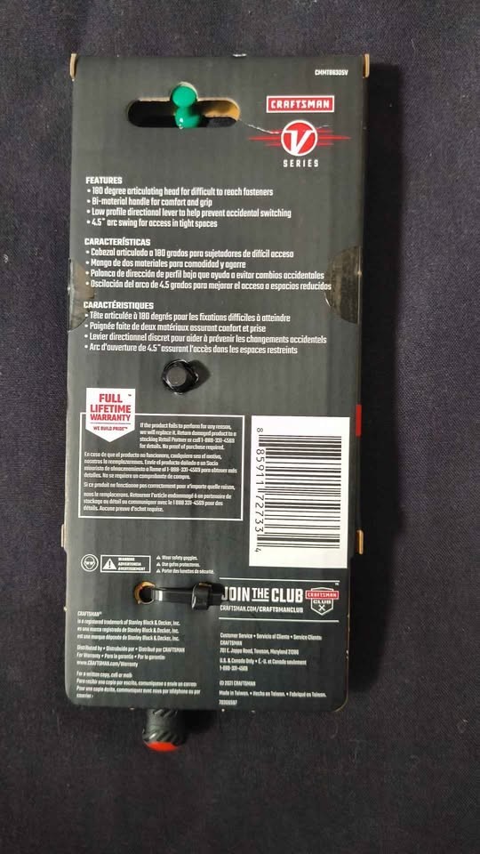 Craftsman V-SERIES Ratchet, 1/4 Inch Drive, 80-Tooth, Flexible Head Comfort Grip